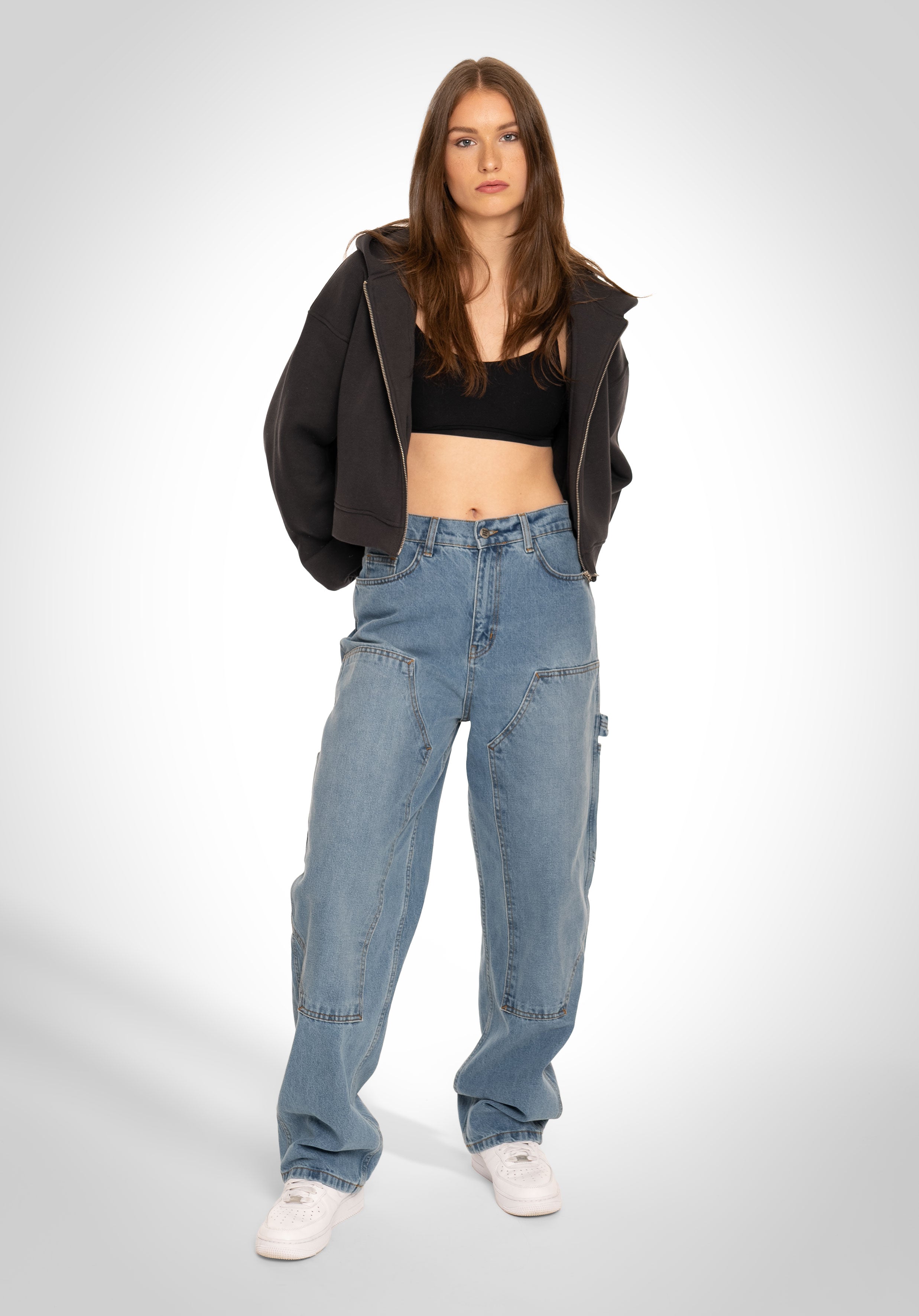 Patch Baggy Denim - Bleached