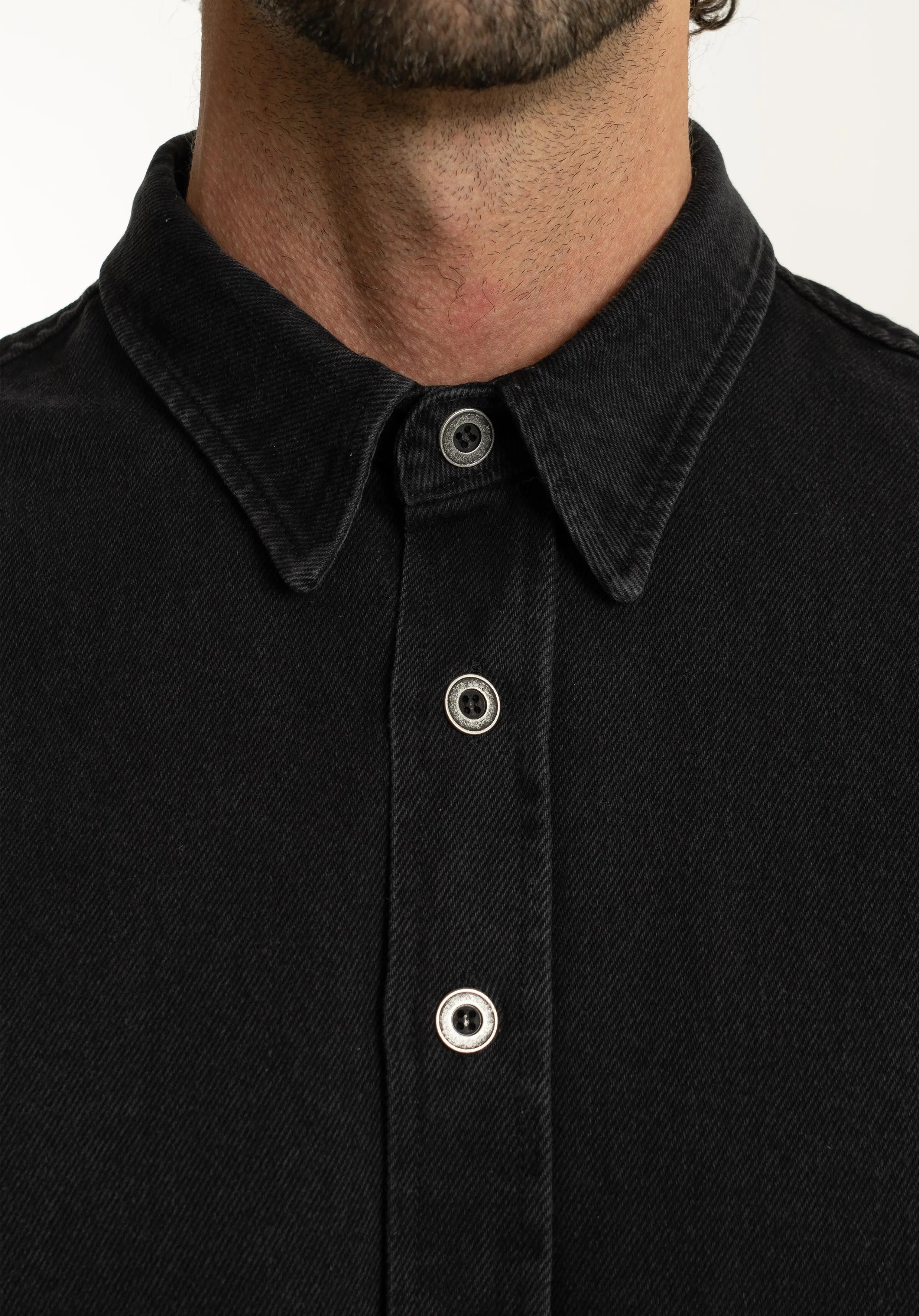 Denim Hemd - Washed-Black straight-outta-cotton.com