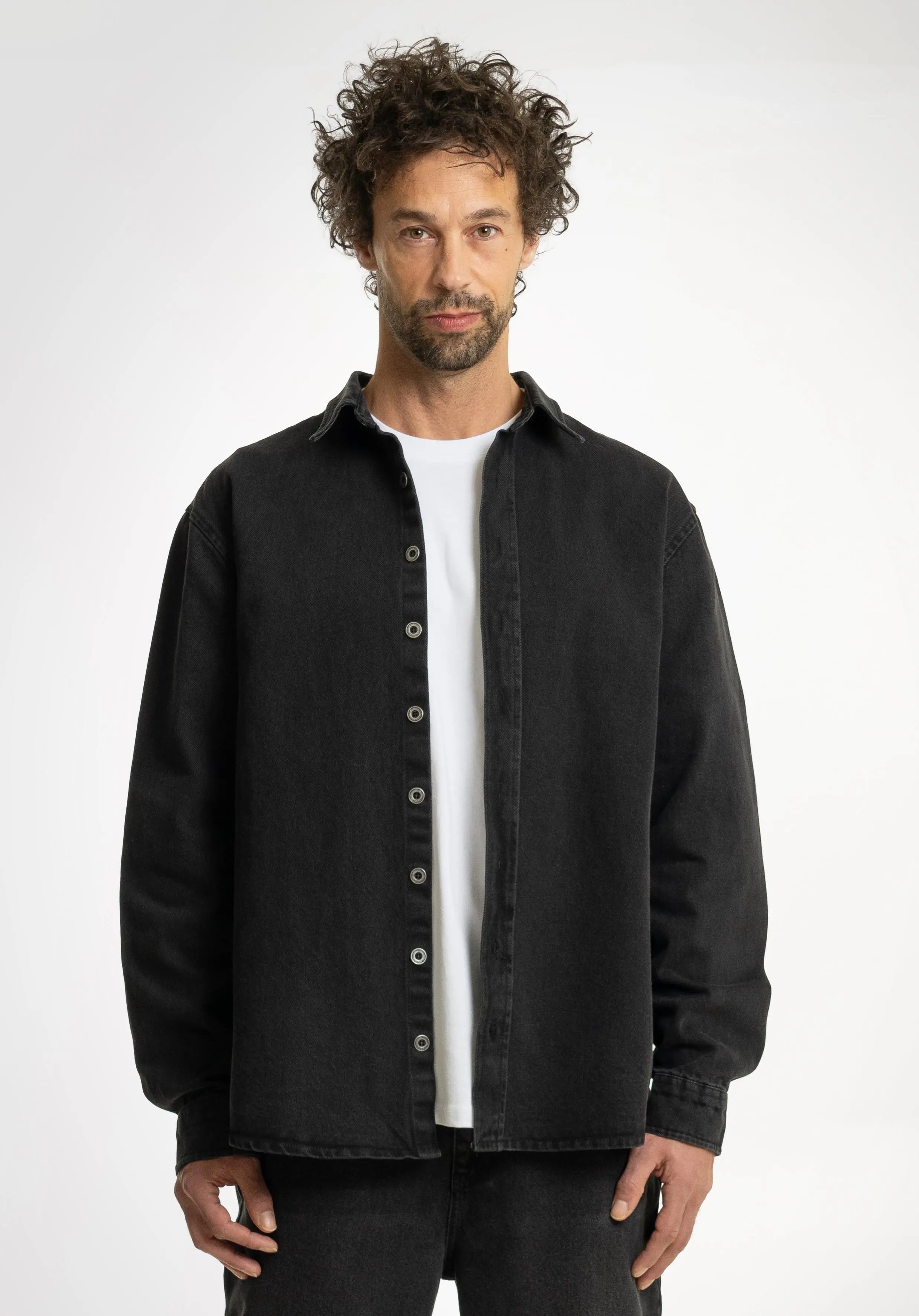 Denim Hemd - Washed-Black straight-outta-cotton.com