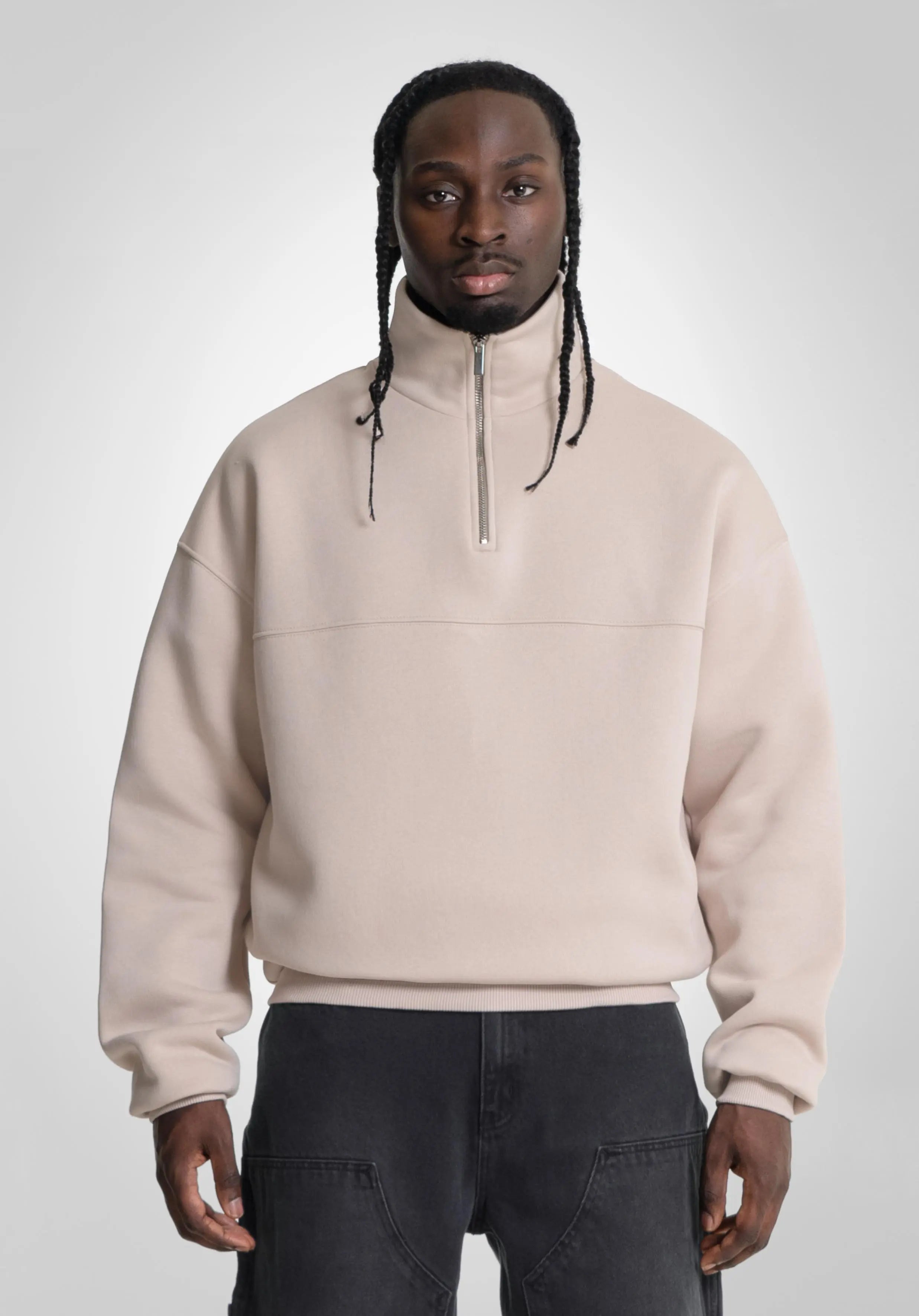 Half Zip Hoodie - Peach Latte Straight Outta Cotton