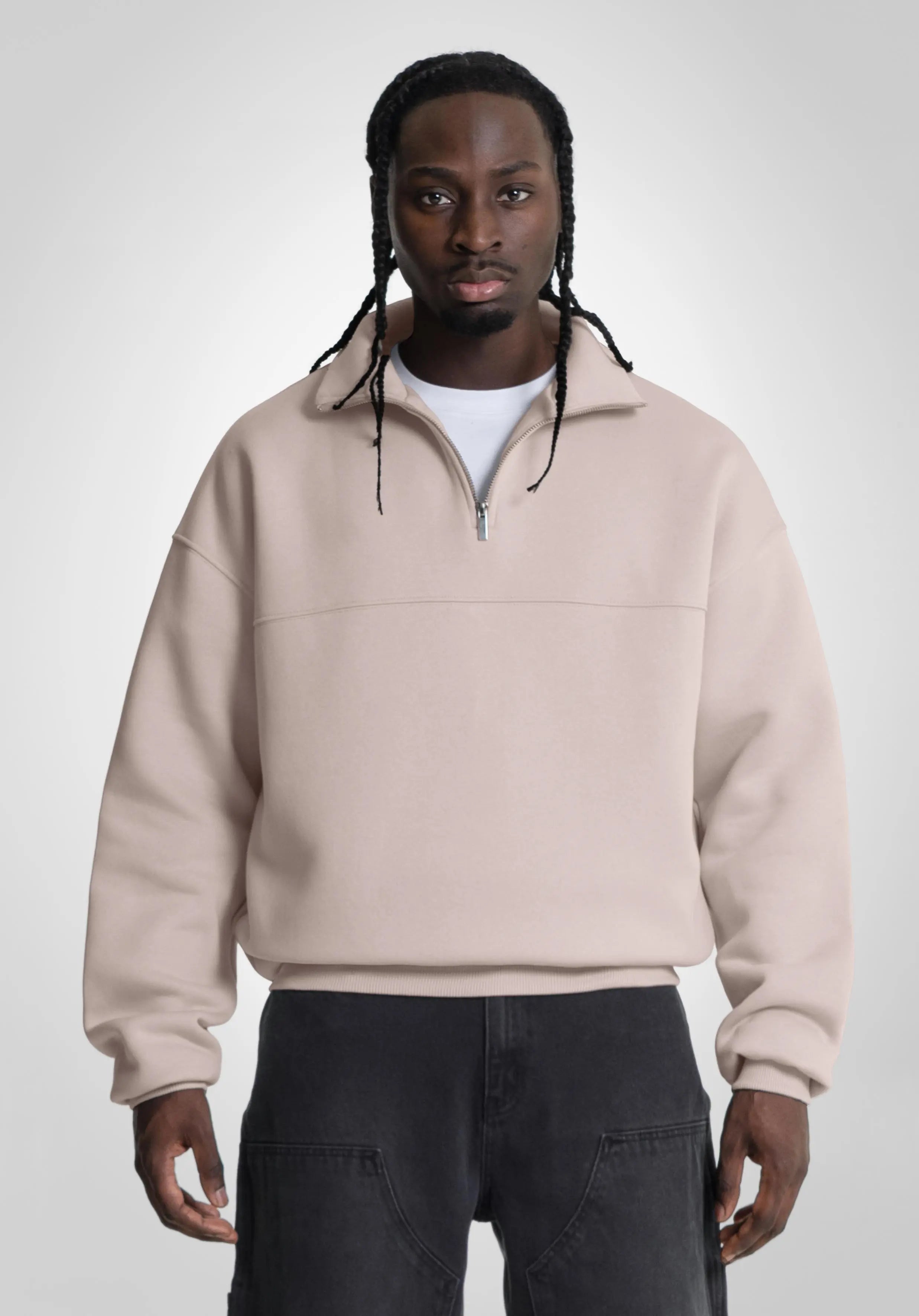 Half Zip Hoodie - Peach Latte Straight Outta Cotton