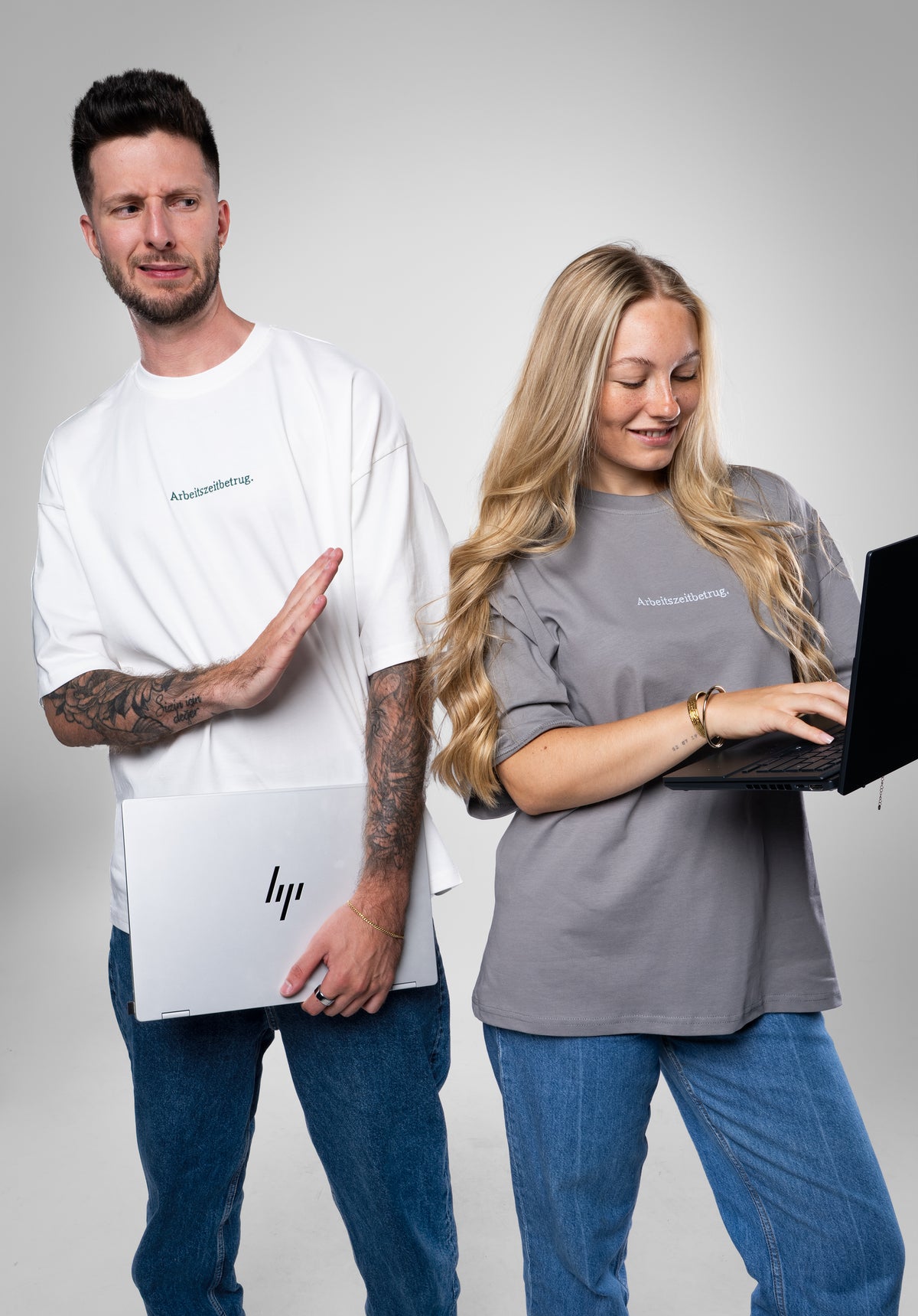 Arbeitszeitbetrug Oversize Tee Off White Vecchiio und Model #Farbe_Off White