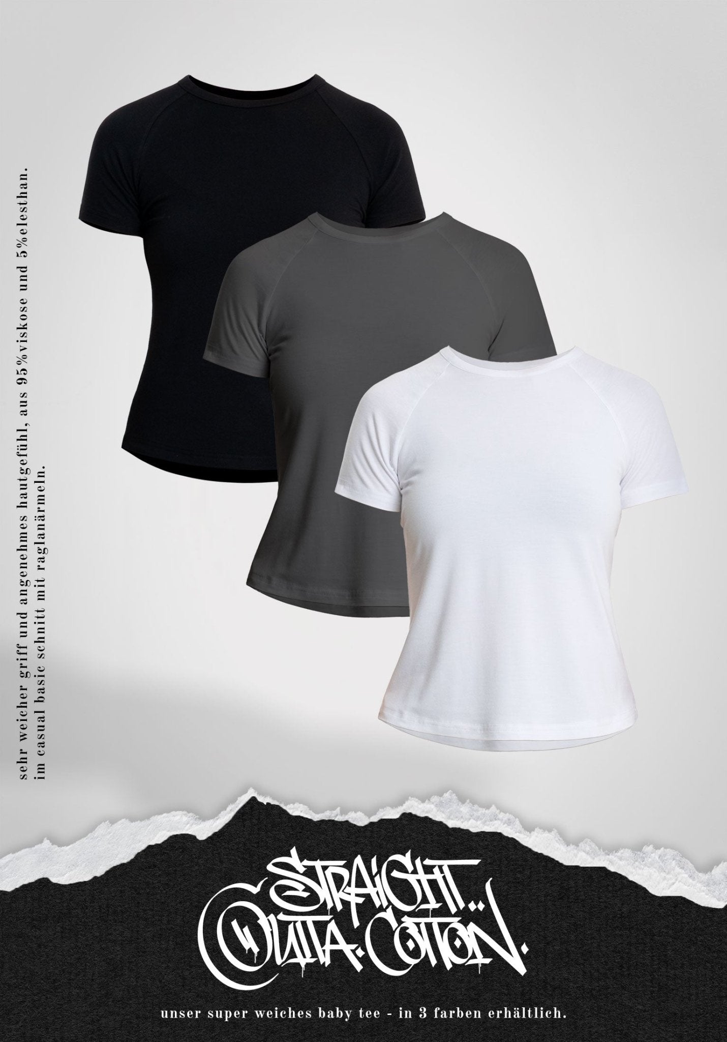 Baby Tee - Coral Grey (Grau) – T-shirt's von Straight Outta Cotton