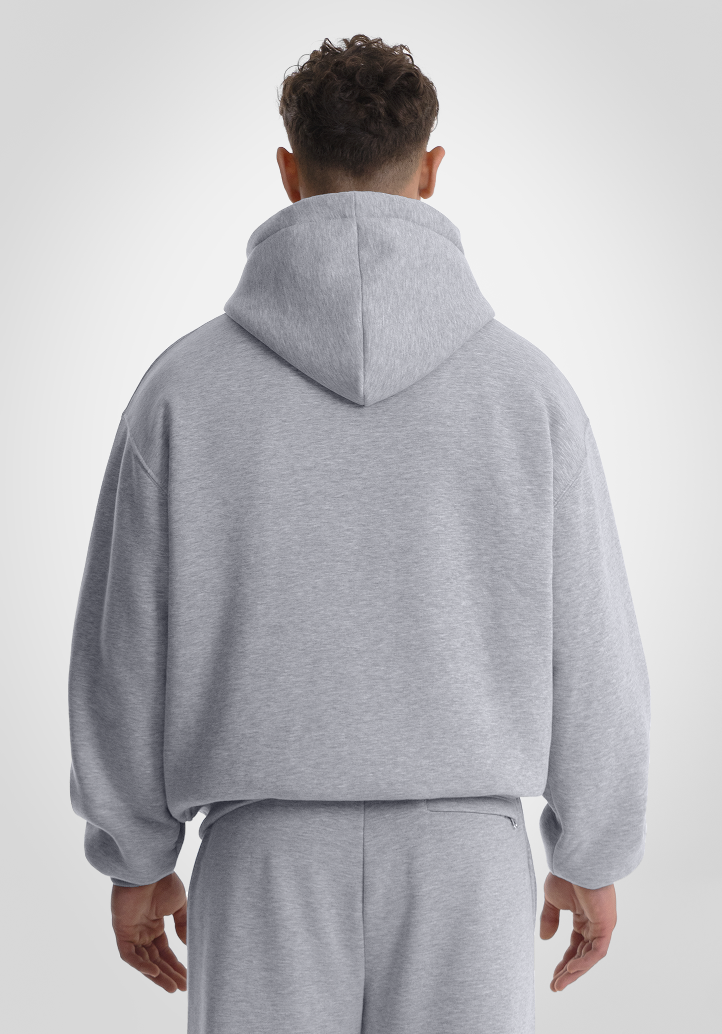 Full Zip Oversized Hoodie - Melange Grey