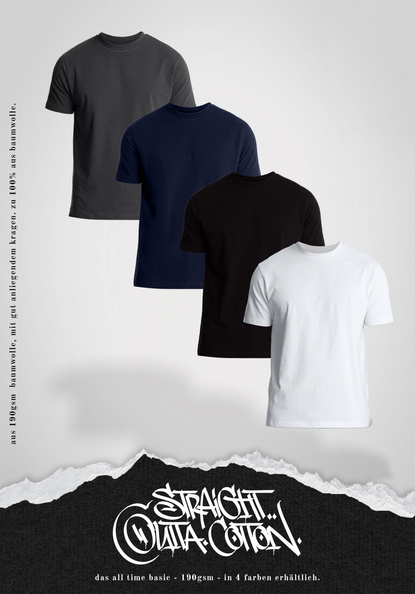 Basic Regular Fit Tee - Slate Navy () – T-shirt's von Straight Outta Cotton
