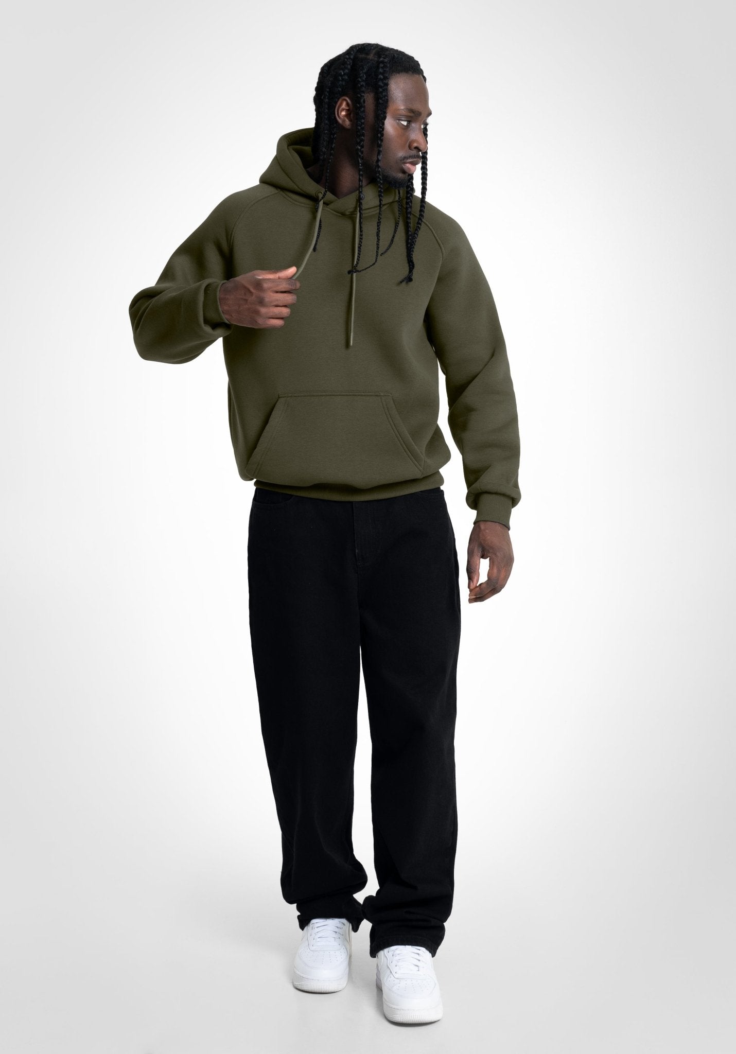 Boxy Raglan Hoodie - Olive (Olive) – Hoodies von Straight Outta Cotton