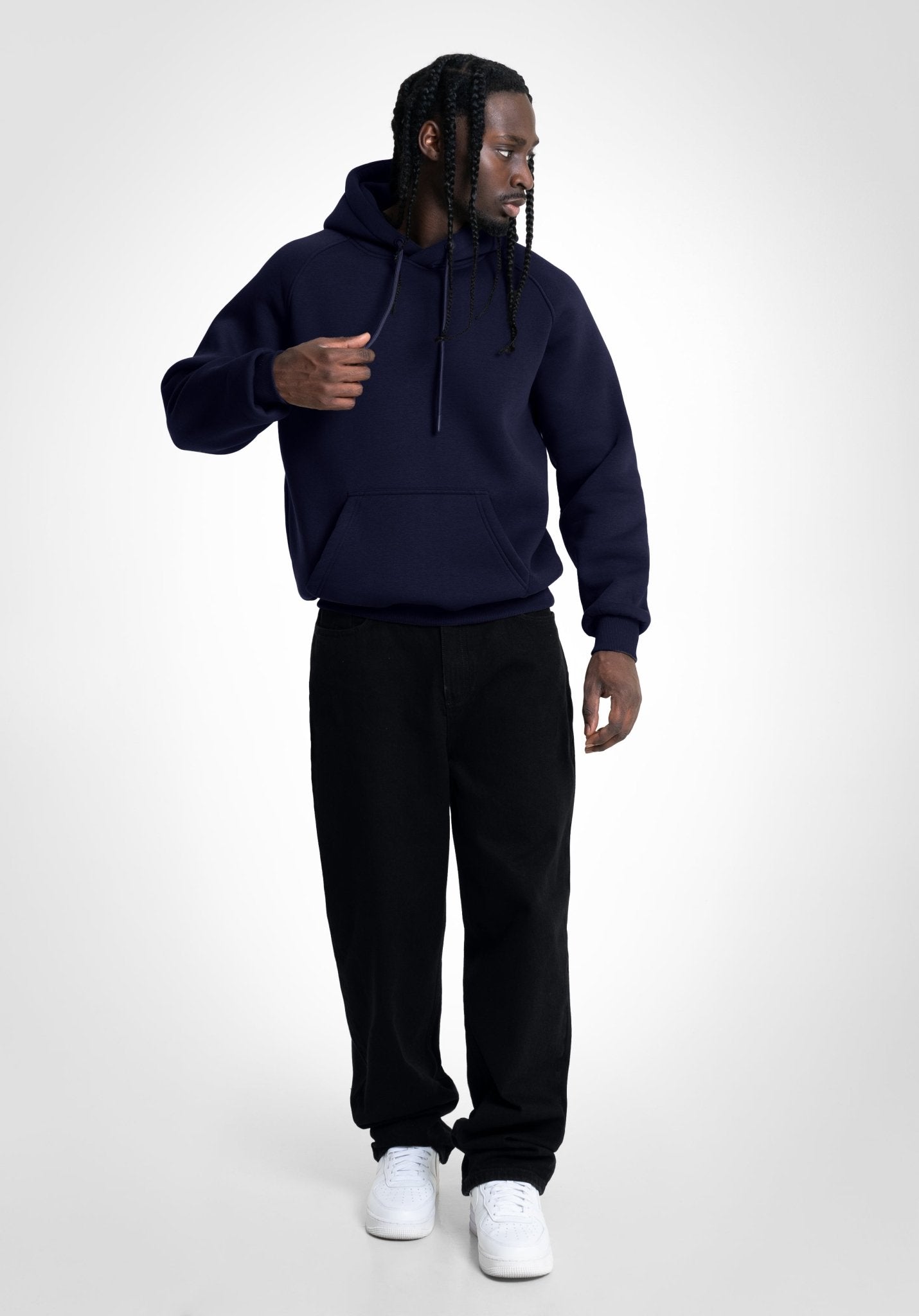 Boxy Raglan Hoodie - Slate Navy (Marineblau) – Hoodies von Straight Outta Cotton