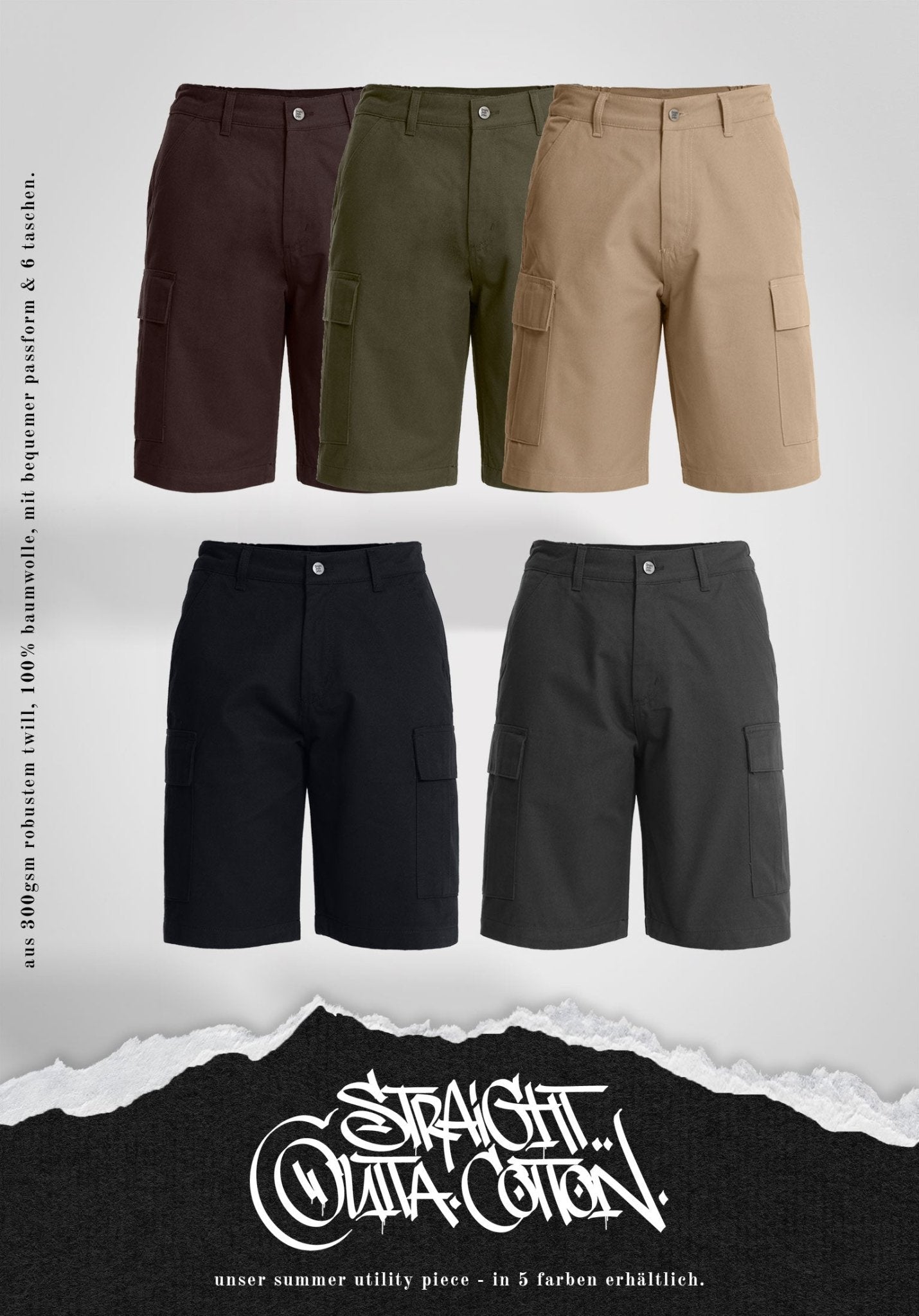 Cargo Shorts - Black () – Cargo Shorts von Straight Outta Cotton
