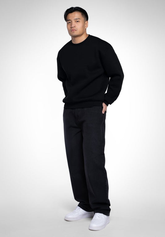 Classic Boxy Sweater - Black (Noir) – Sweater de Straight Outta Cotton