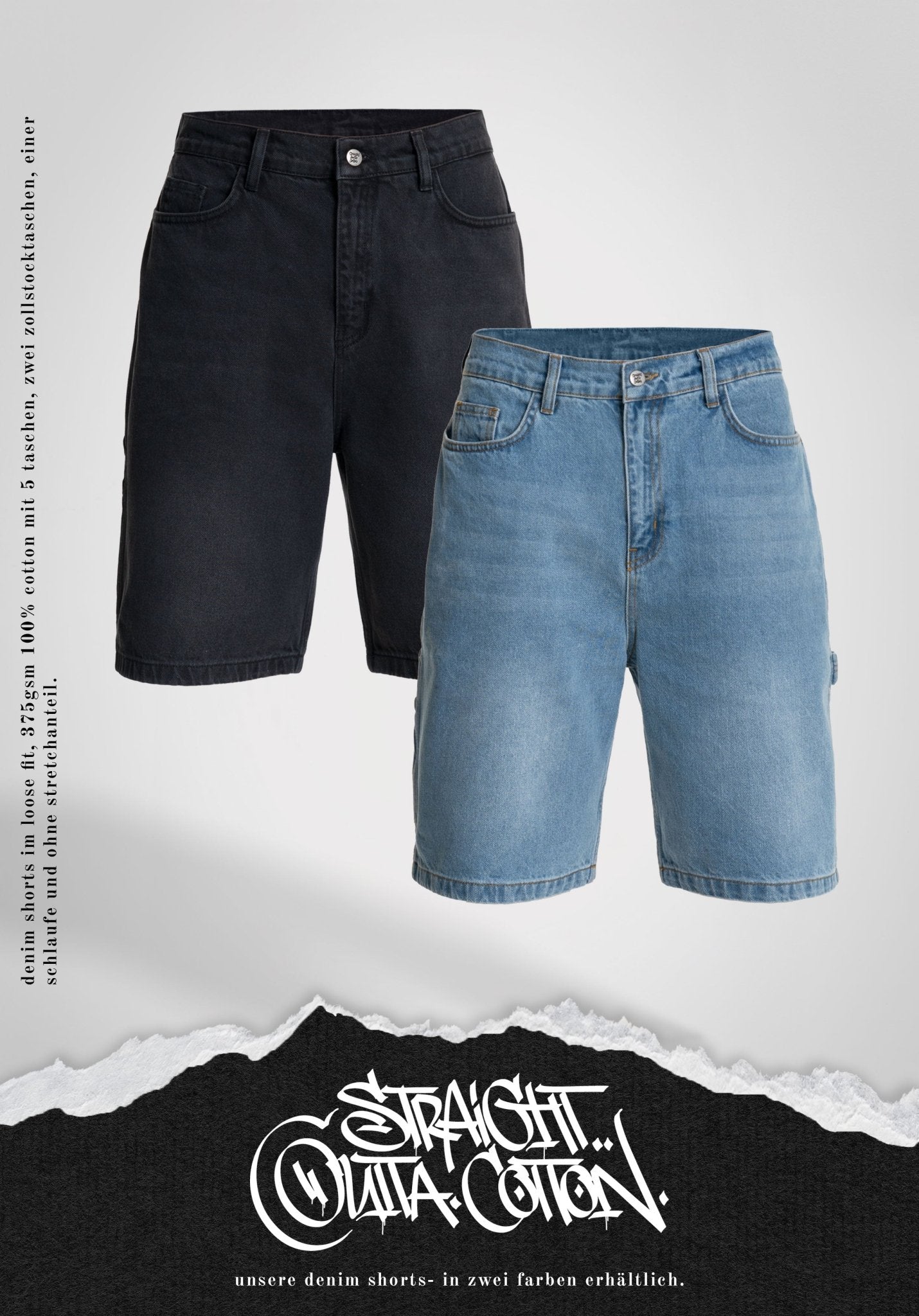 Denim Shorts - Bleached (Blauw) – Shorts van Straight Outta Cotton