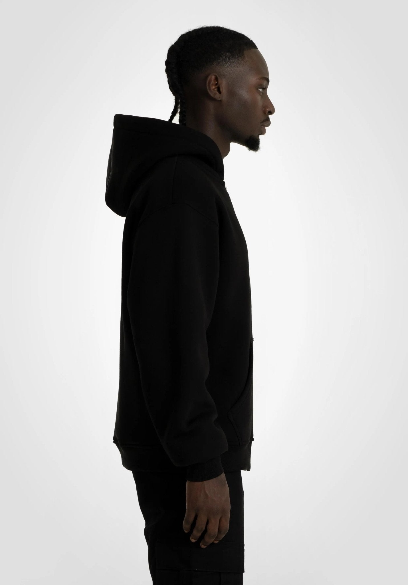 Double Layer Full Zip Hoodie - Black (Schwarz) – Hoodies von Straight Outta Cotton