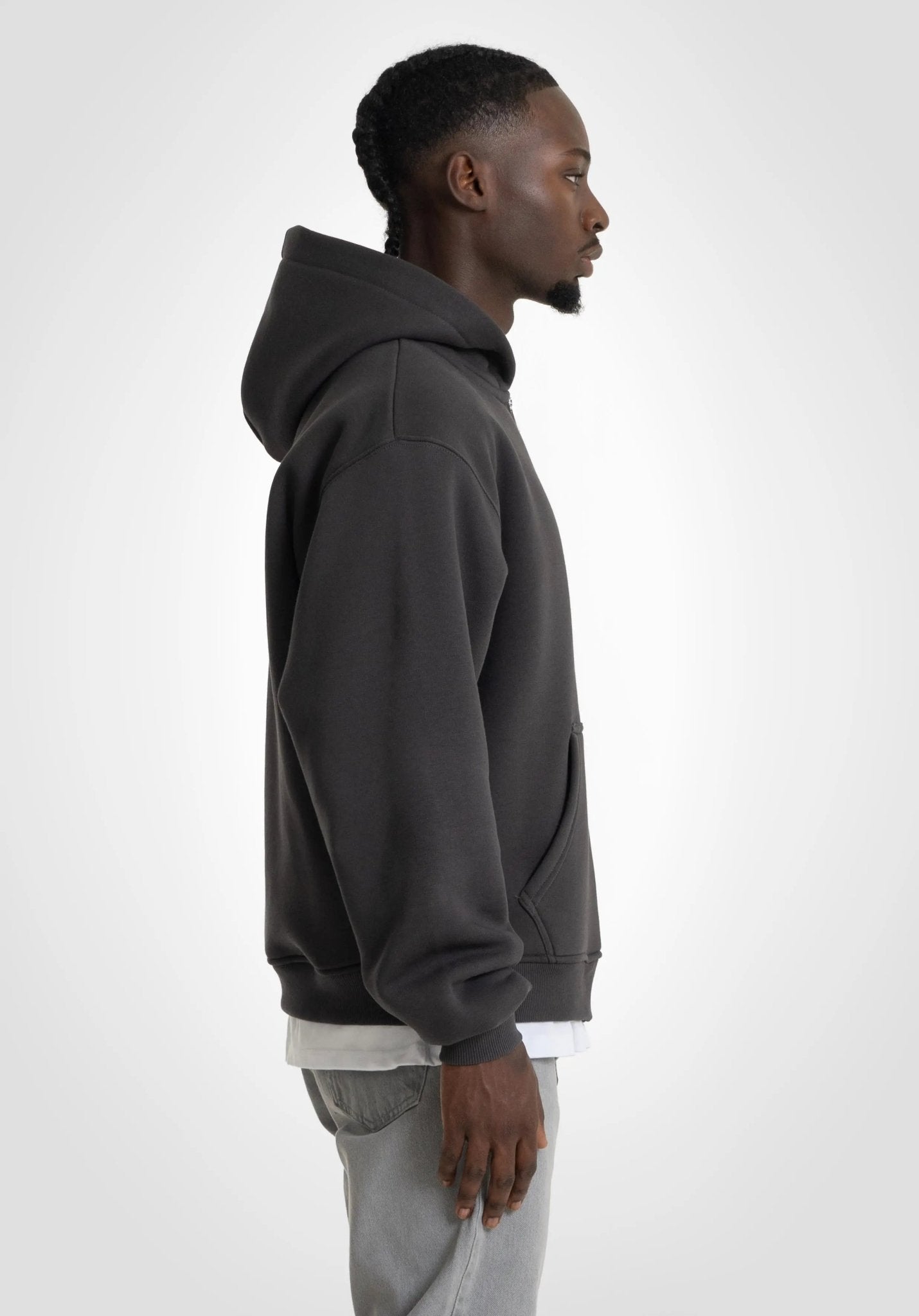 Double Layer Full Zip Hoodie - Slate Grey (Grau) – Hoodies von Straight Outta Cotton