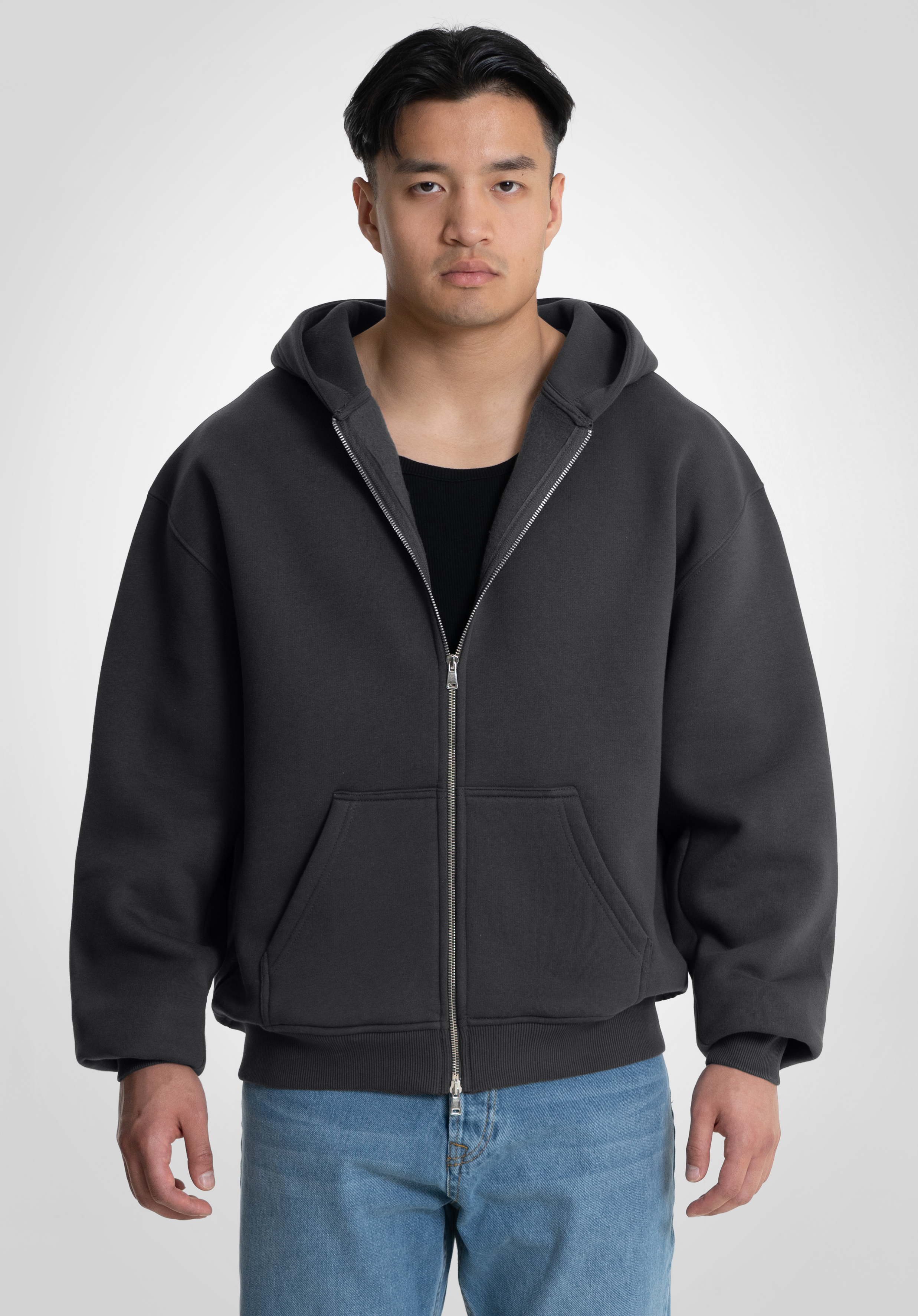 Full Zip Oversize Hoodie - Slate Grey