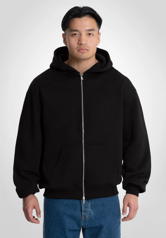 Full Zip Oversize Hoodie - Black (Zwart) – Hoodies van Straight Outta Cotton