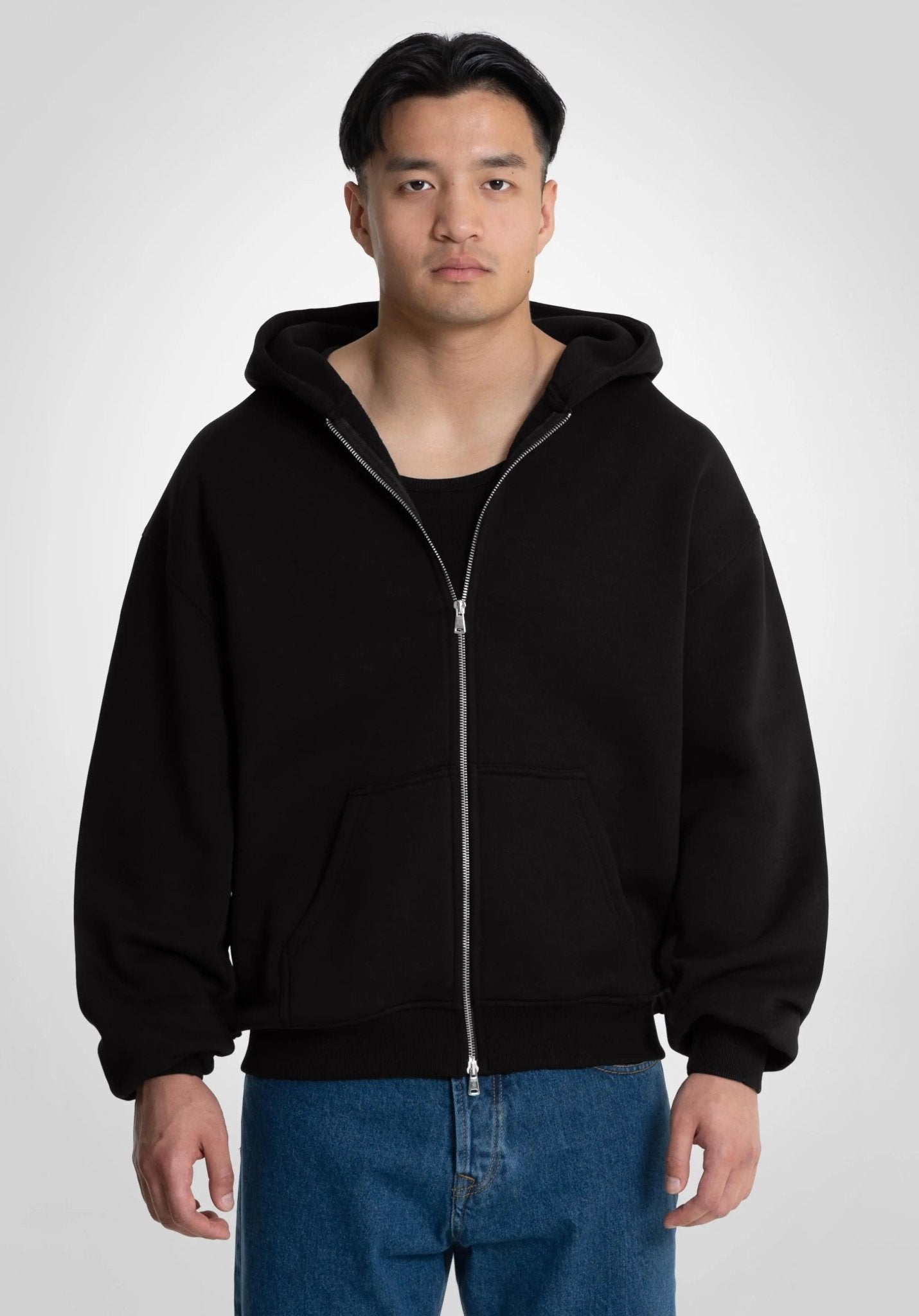 Full Zip Oversize Hoodie - Black (Schwarz) – Hoodies von Straight Outta Cotton