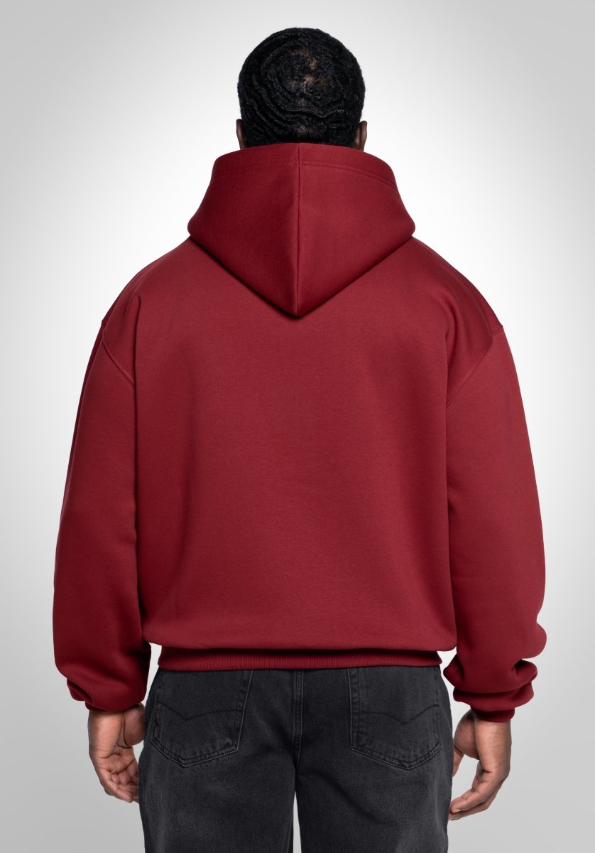 Full Zip Oversize Hoodie - Bordeaux Red (Bordeaux) – Hoodies von Straight Outta Cotton