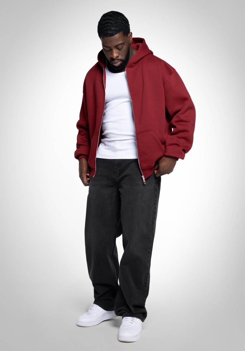 Full Zip Oversize Hoodie - Bordeaux Red (Bordeaux) – Hoodies von Straight Outta Cotton