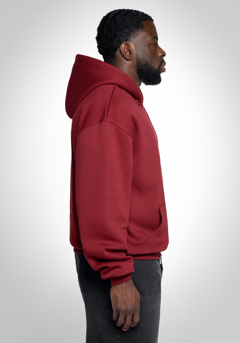 Full Zip Oversize Hoodie - Bordeaux Red (Bordeaux) – Hoodies von Straight Outta Cotton