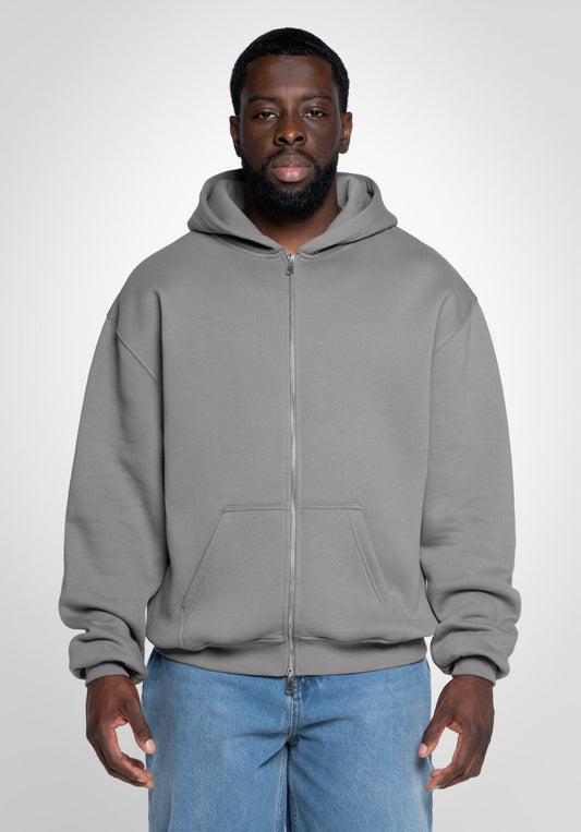 Full Zip Oversize Hoodie - Cool Grey (Grijs) – Hoodies van Straight Outta Cotton