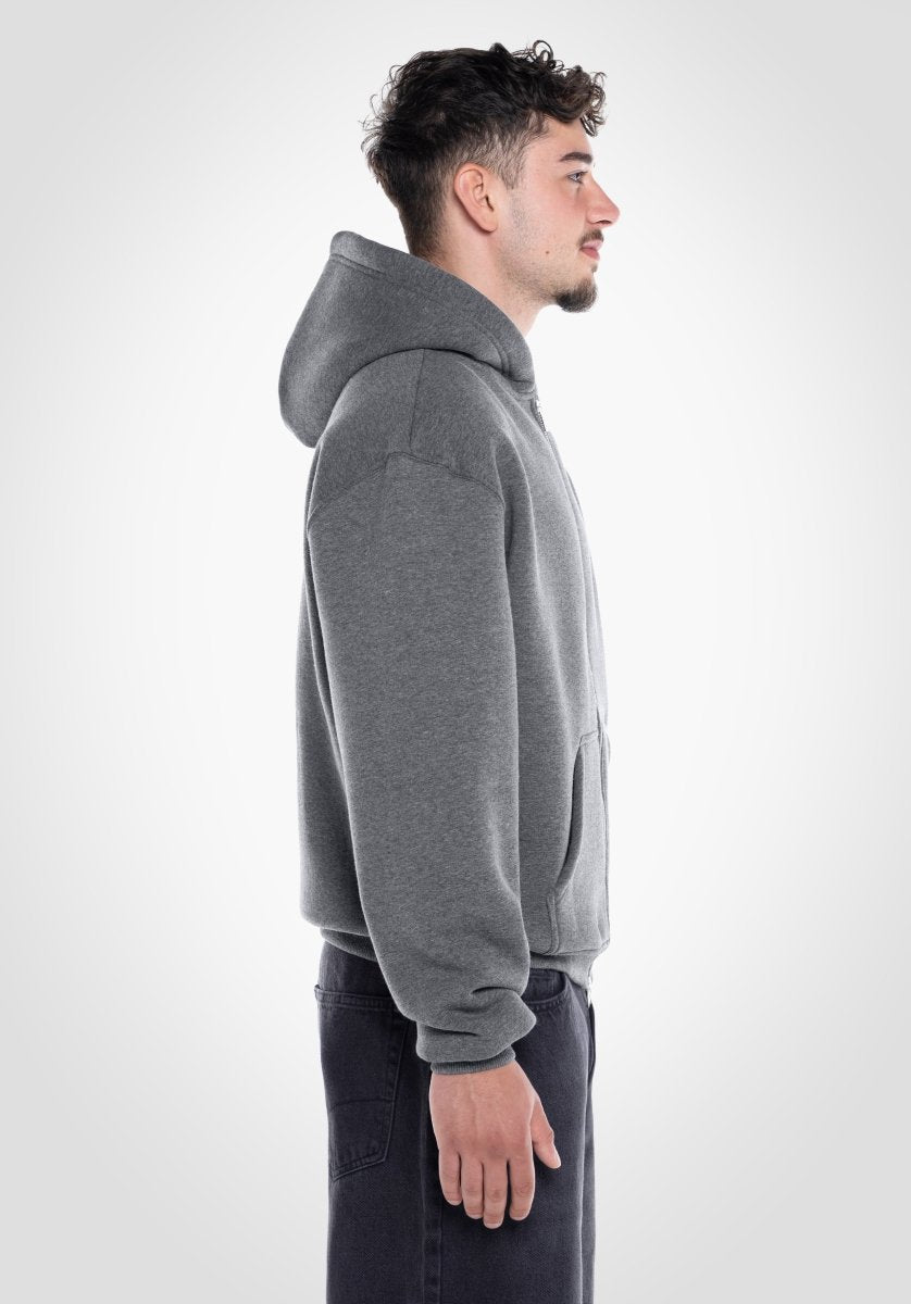 Full Zip Oversize Hoodie - Dark Melange Grey (Grau) – Hoodies von Straight Outta Cotton