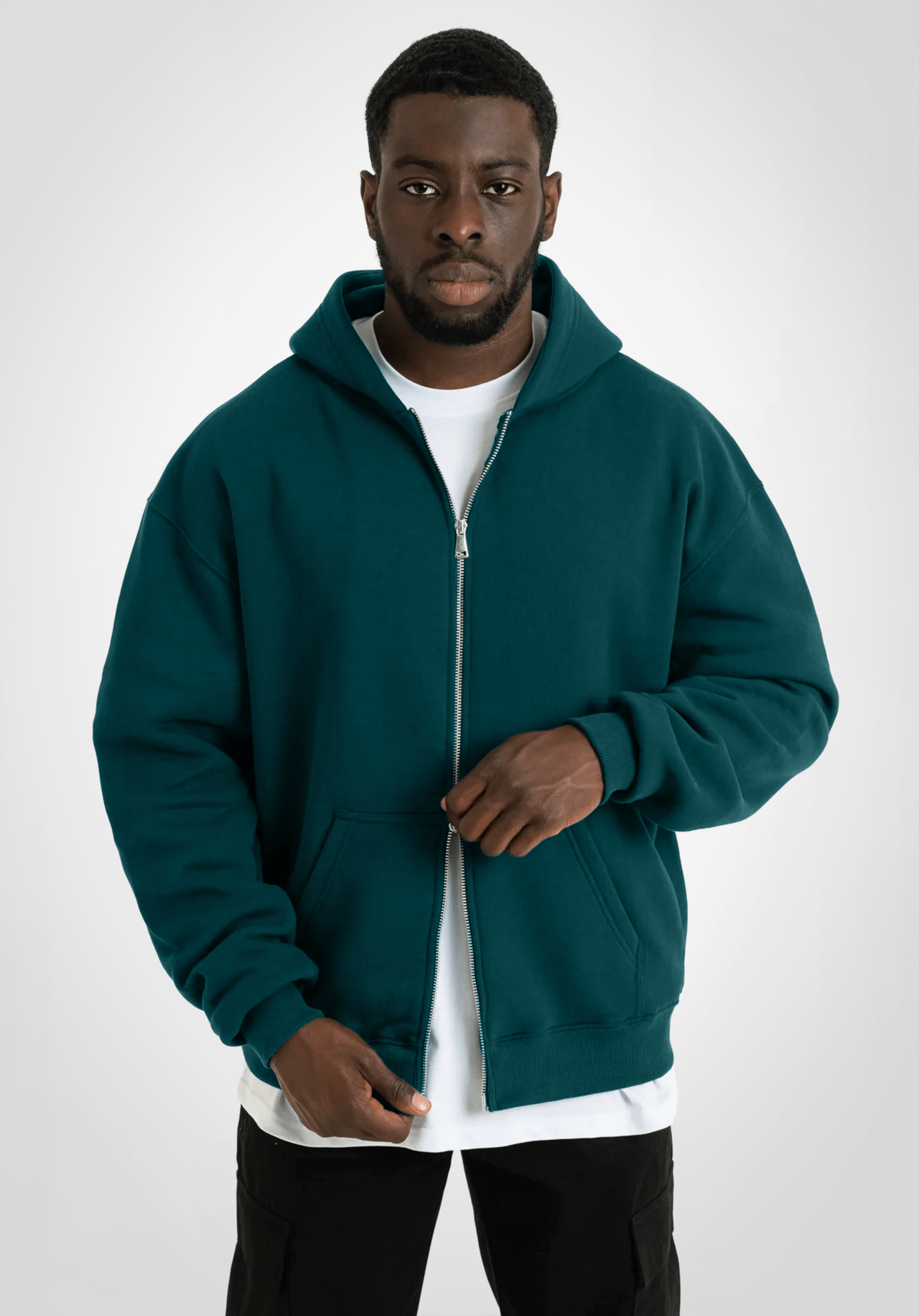 Full Zip Oversize Hoodie - Dark Pine Green (Grün) – Hoodies von Straight Outta Cotton