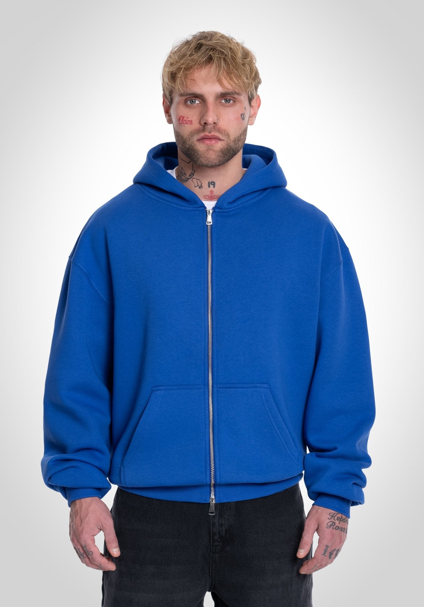 Full Zip Oversize Hoodie - East Blue () – Hoodies von Straight Outta Cotton