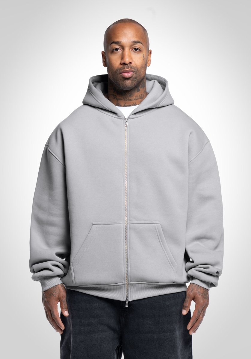 Full Zip Oversized Hoodie - Light Grey