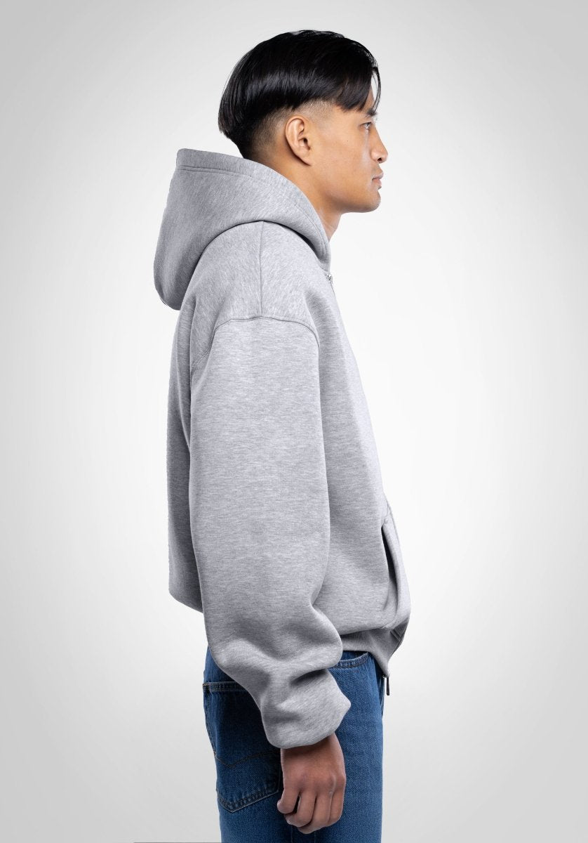 Full Zip Oversize Hoodie - Melange Grey (Grau) – Hoodies von Straight Outta Cotton