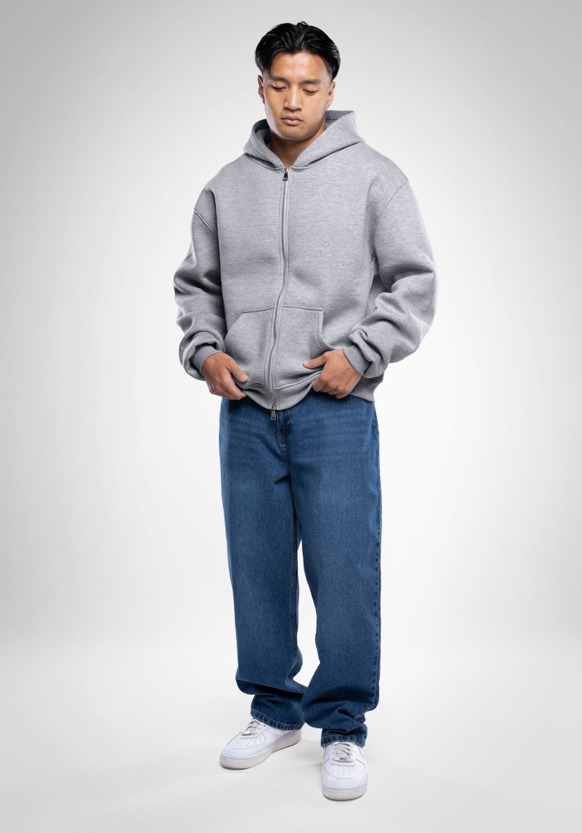 Full Zip Oversize Hoodie - Melange Grey (Grau) – Hoodies von Straight Outta Cotton