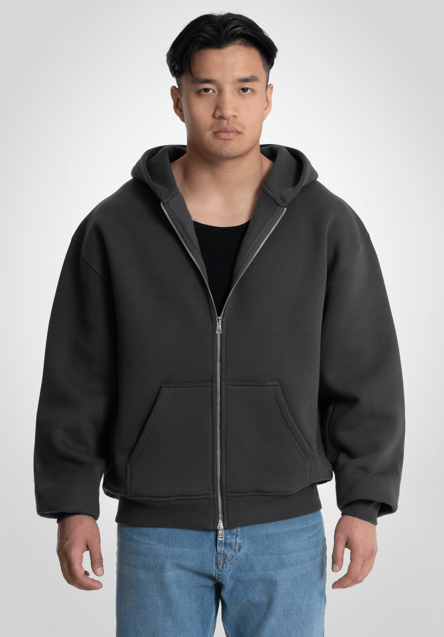 Full Zip Oversize Hoodie - Slate Grey (Grau) – Hoodies von Straight Outta Cotton