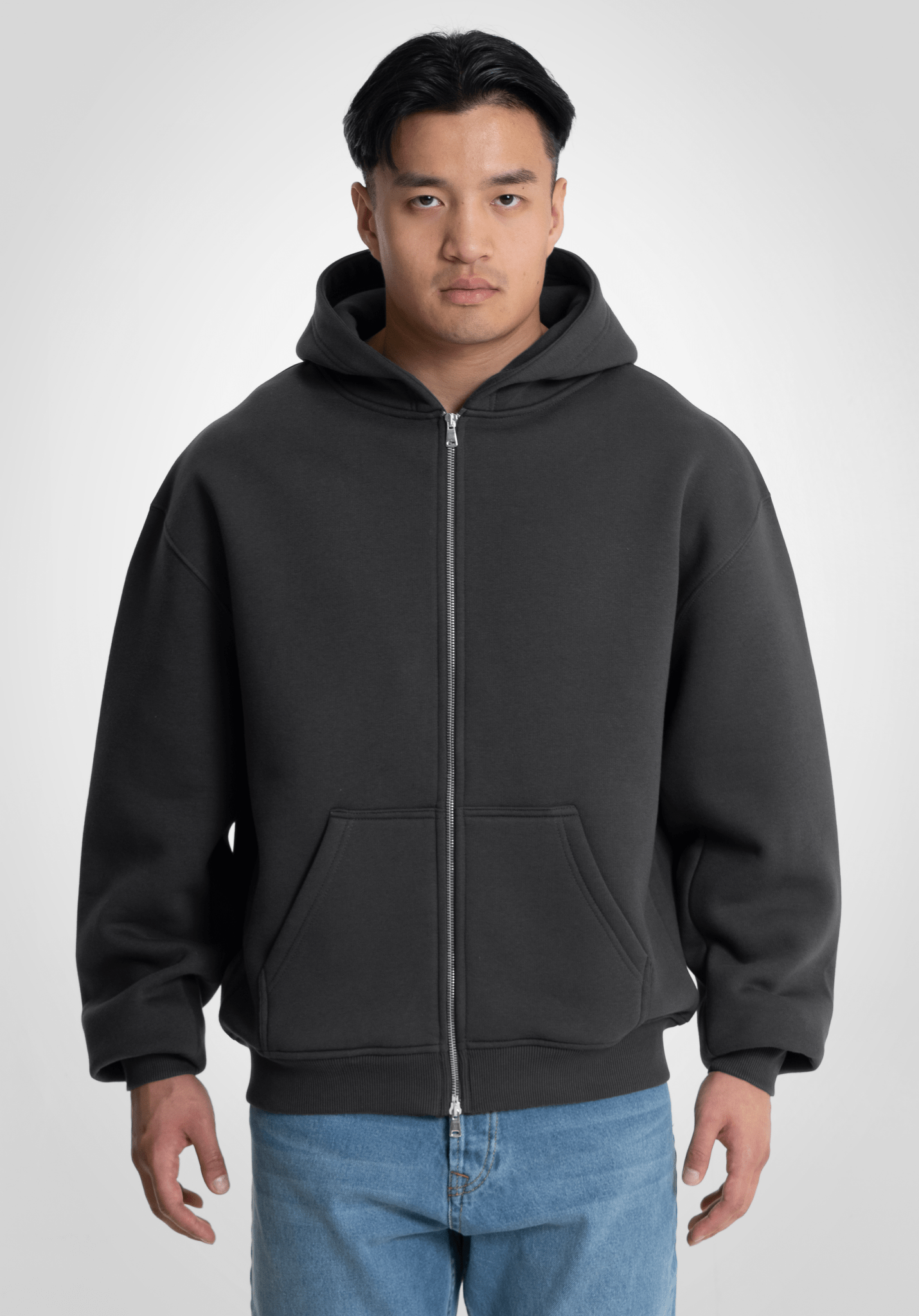 Full Zip Oversize Hoodie - Slate Grey (Grau) – Hoodies von Straight Outta Cotton