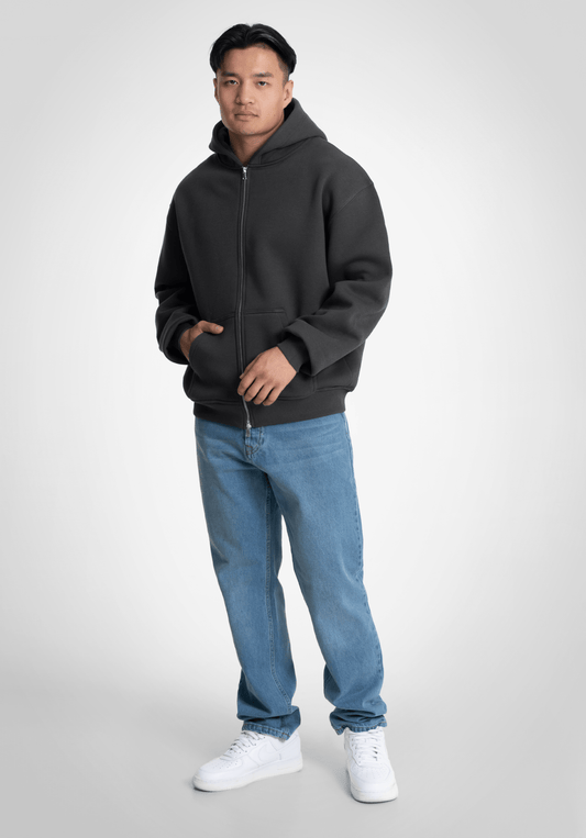 Full Zip Oversize Hoodie - Slate Grey (Gris) – Hoodies de Straight Outta Cotton