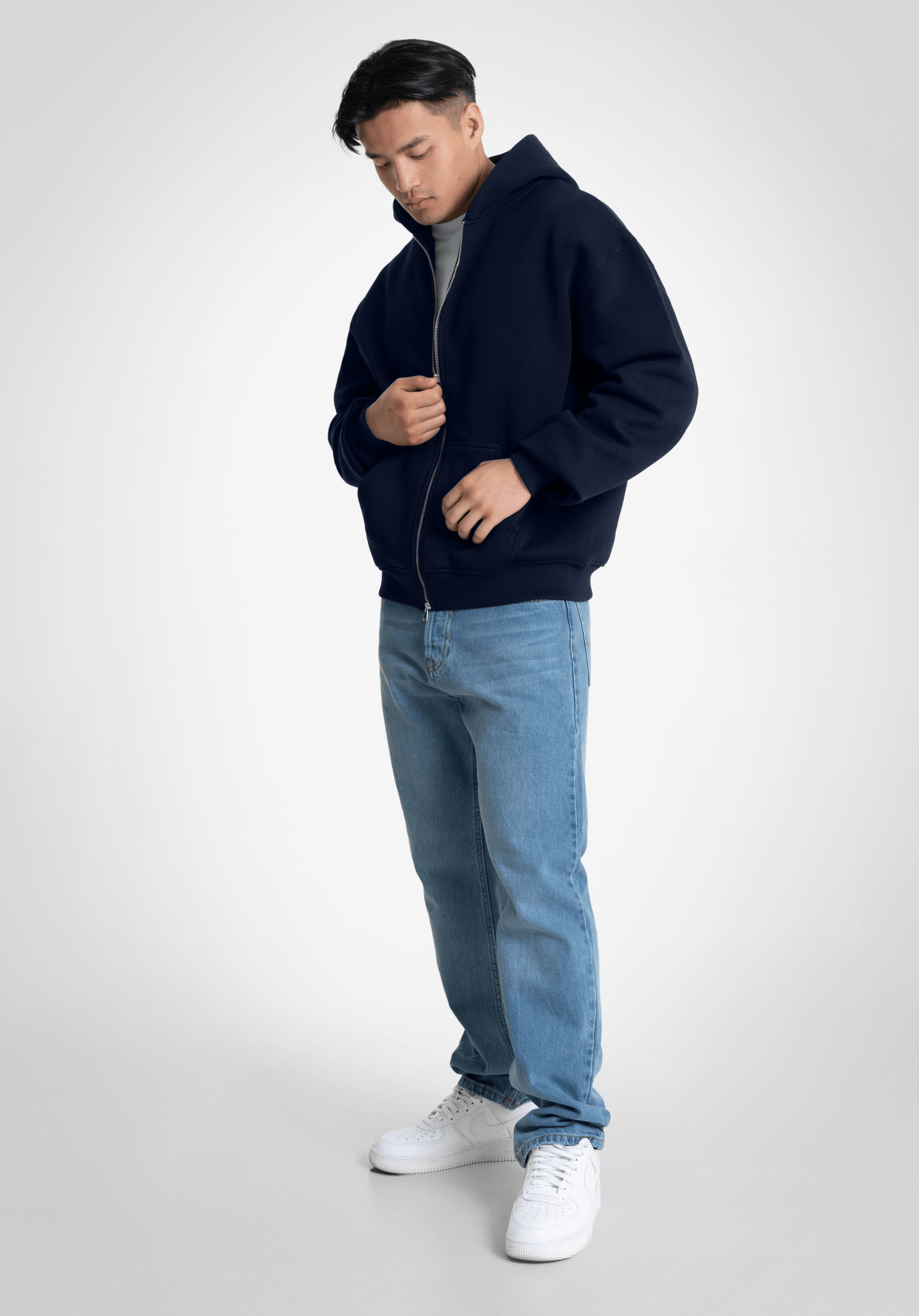 Full Zip Oversize Hoodie - Slate Navy (Marineblau) – Hoodies von Straight Outta Cotton