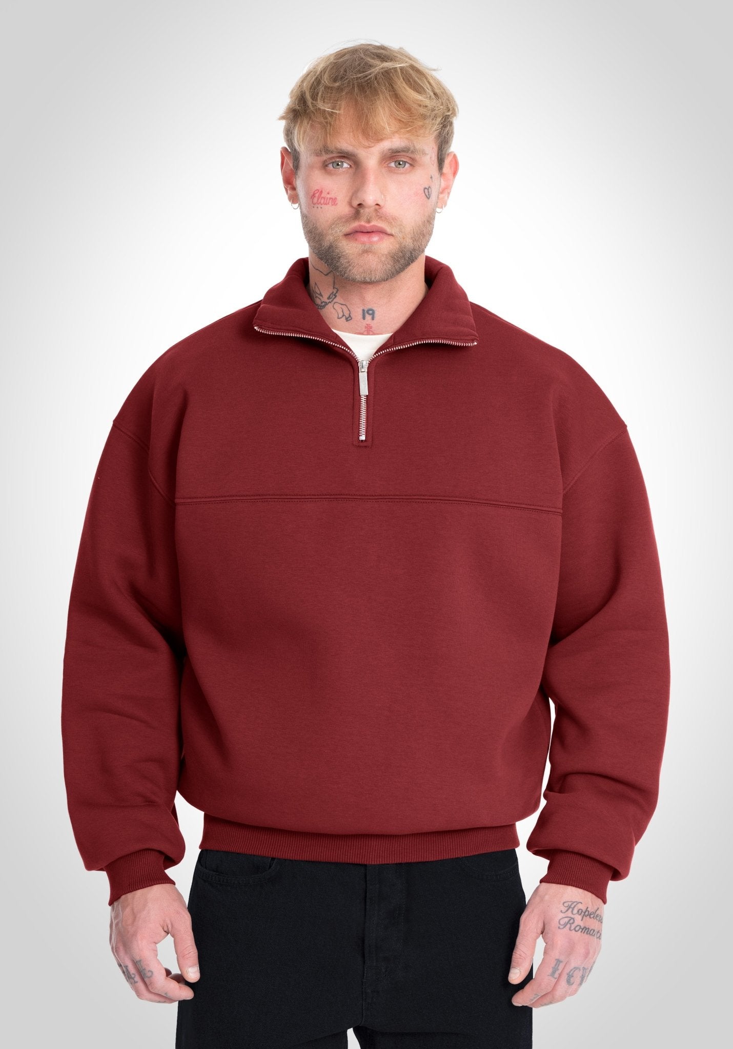 Half Zip - Bordeaux (Bordeaux) – Hoodies von Straight Outta Cotton