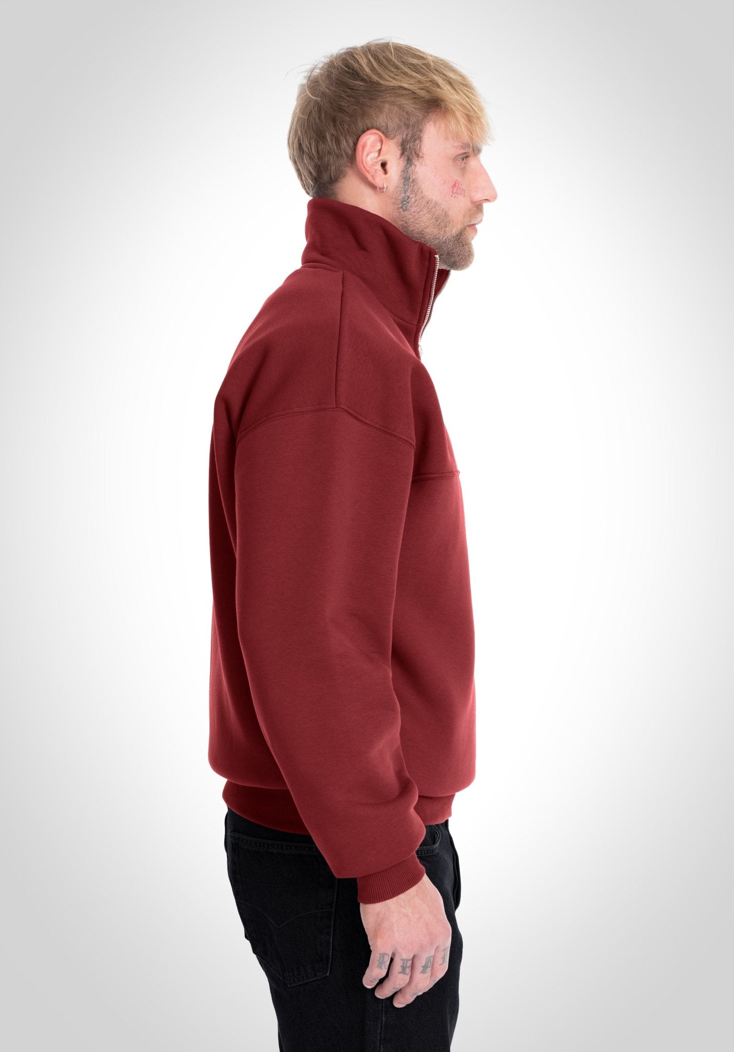 Half Zip - Bordeaux (Bordeaux) – Hoodies von Straight Outta Cotton