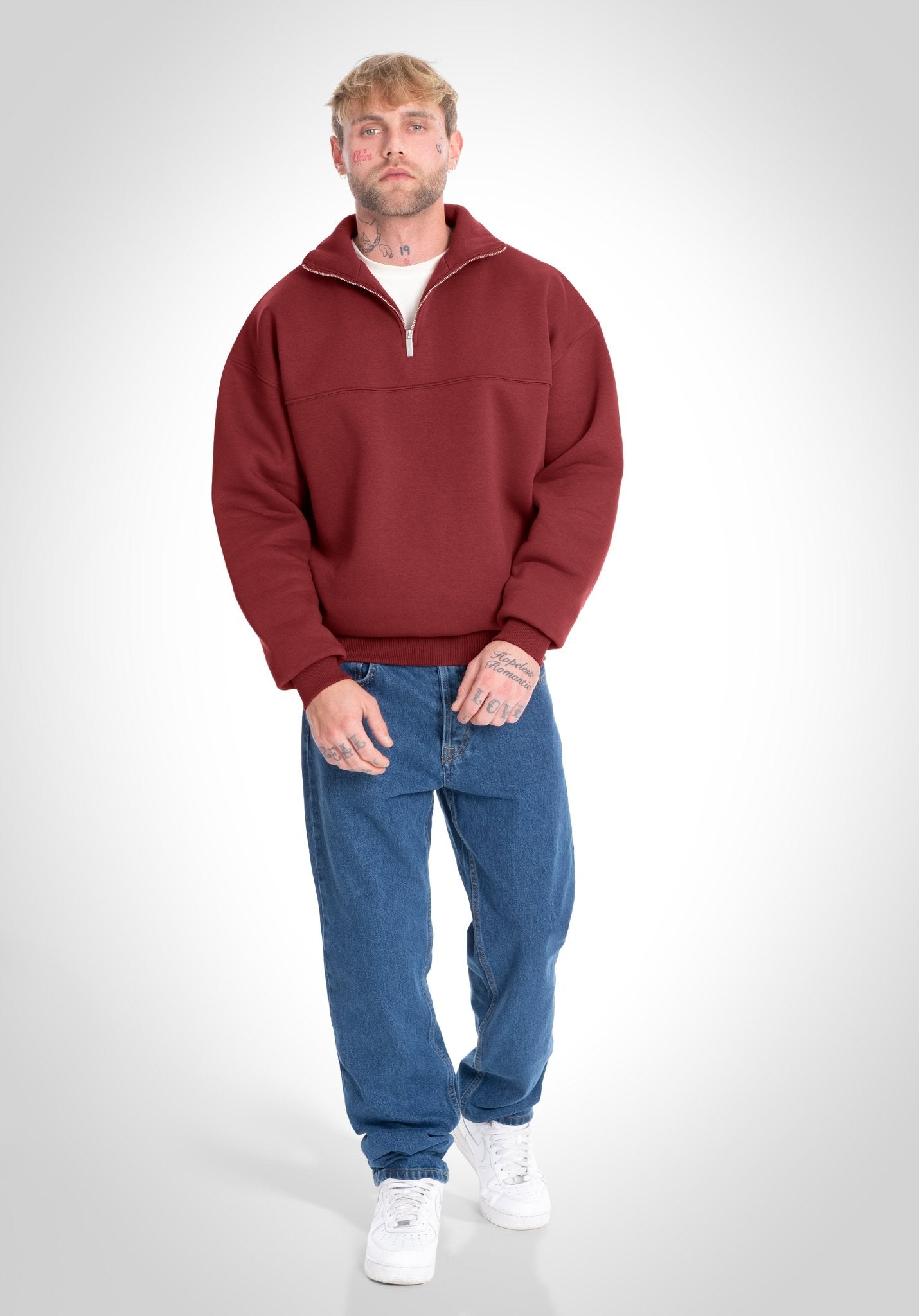 Half Zip - Bordeaux (Bordeaux) – Hoodies von Straight Outta Cotton
