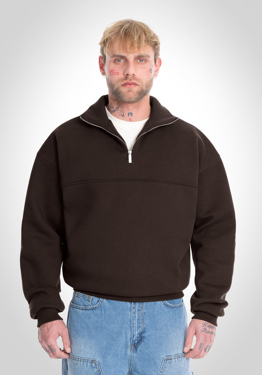 Half Zip - Brown (Braun) – Hoodies von Straight Outta Cotton