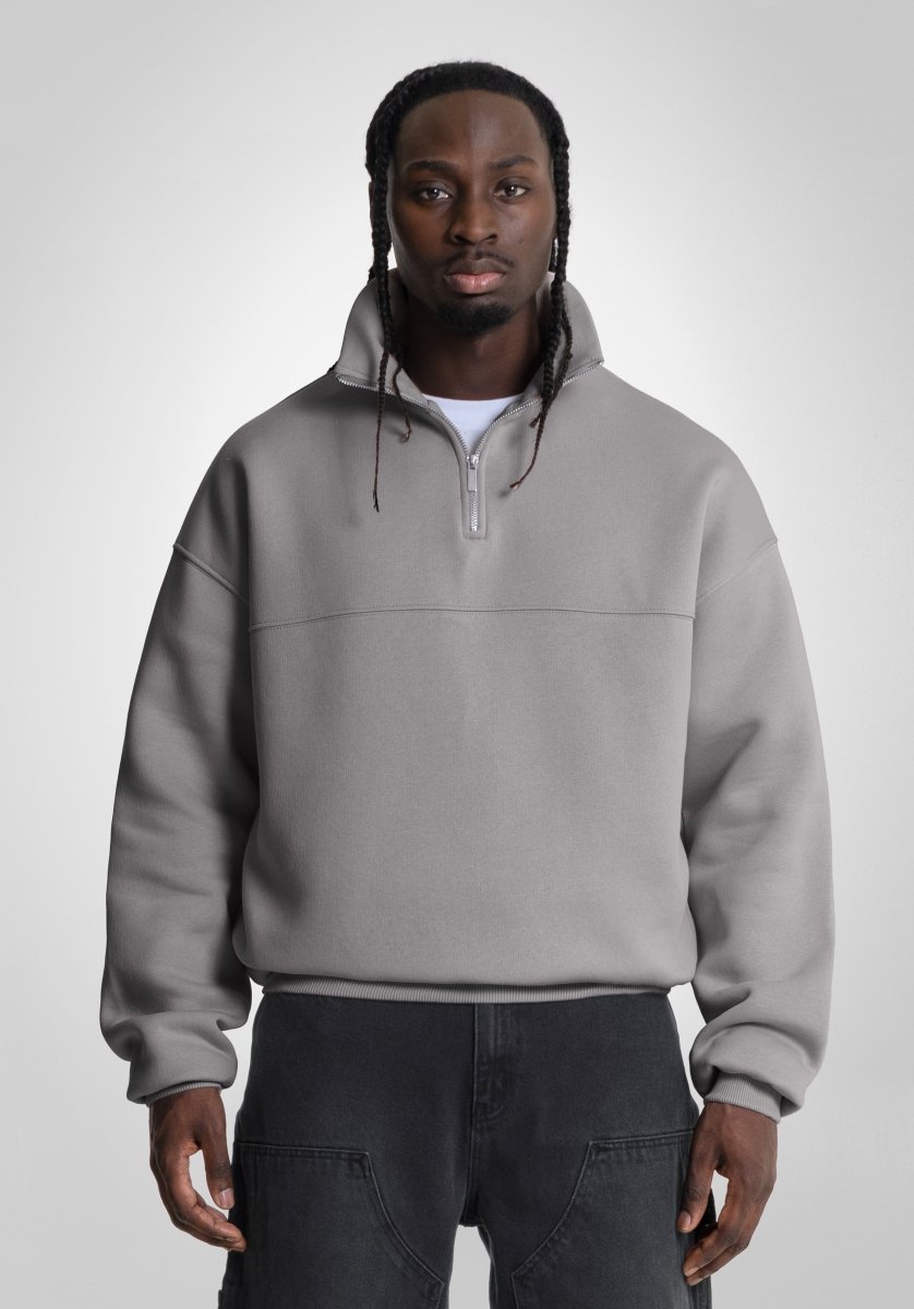 Half Zip - Cool Grey (Grau) – Hoodies von Straight Outta Cotton