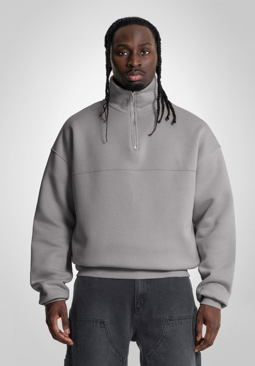 Half Zip - Cool Grey (Grau) – Hoodies von Straight Outta Cotton