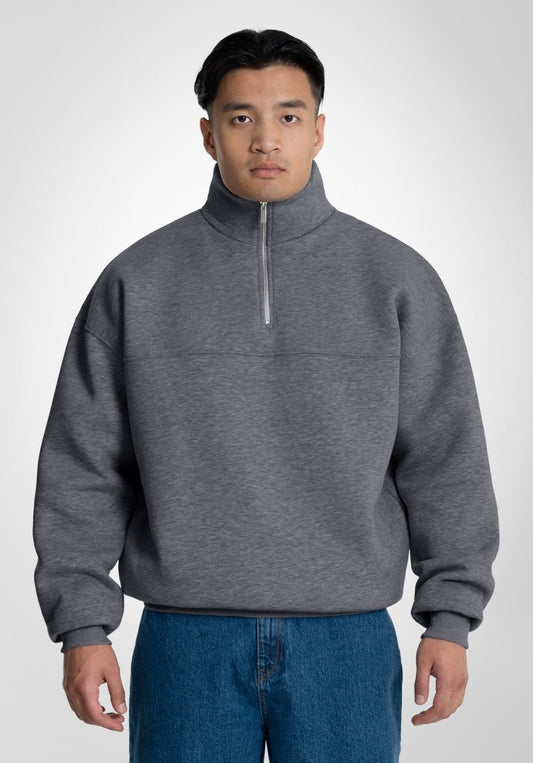 Half Zip - Dark Melange (Gris) – Hoodies de Straight Outta Cotton