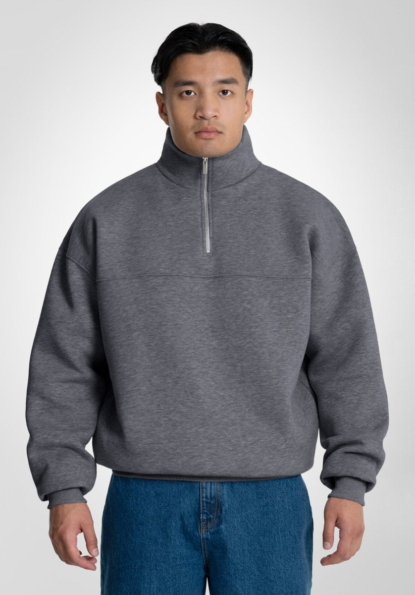 Half Zip - Dark Melange (Grau) – Hoodies von Straight Outta Cotton