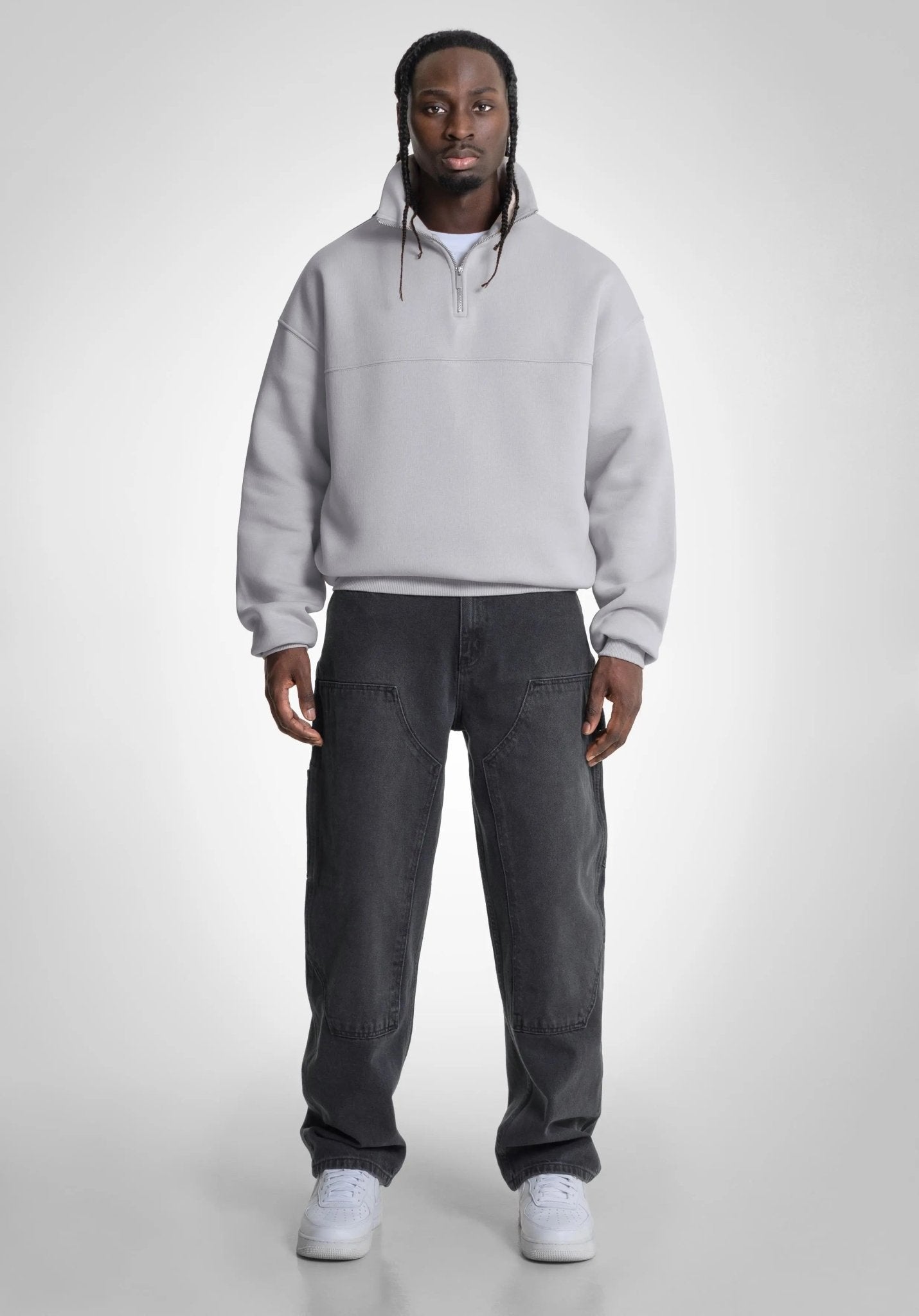 Half Zip - Light Grey (Grau) – Hoodies von Straight Outta Cotton