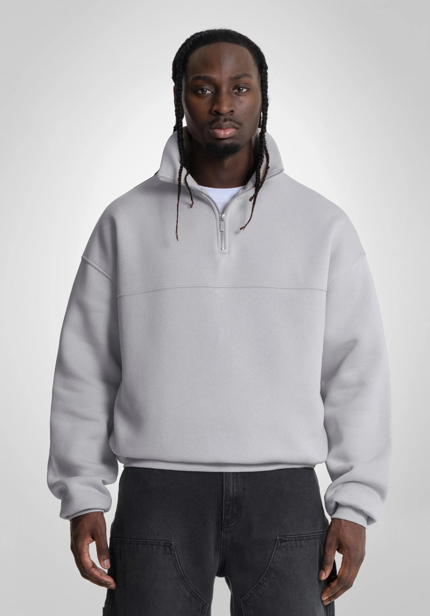 Half Zip - Light Grey (Grau) – Hoodies von Straight Outta Cotton