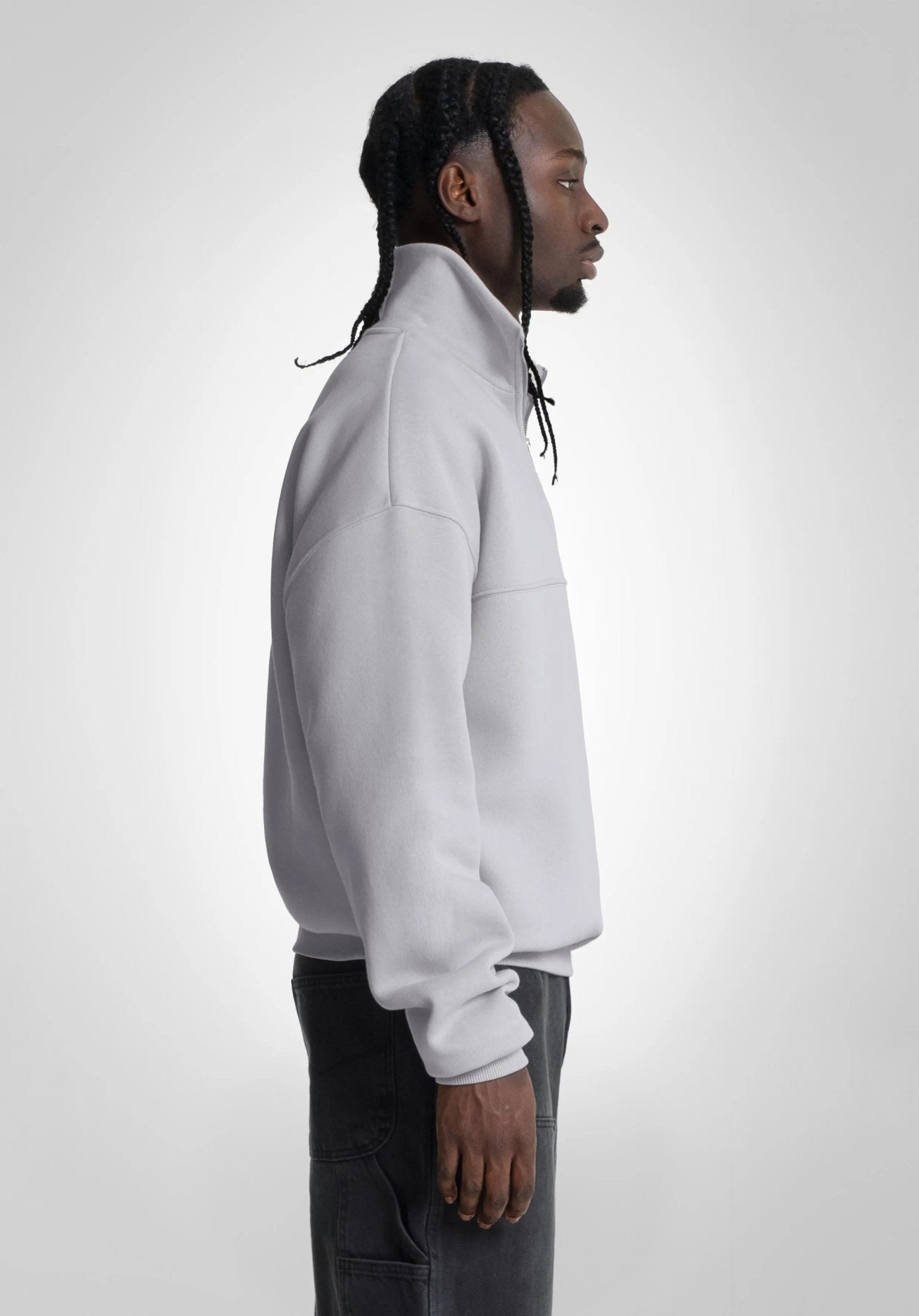 Half Zip - Light Grey (Grau) – Hoodies von Straight Outta Cotton
