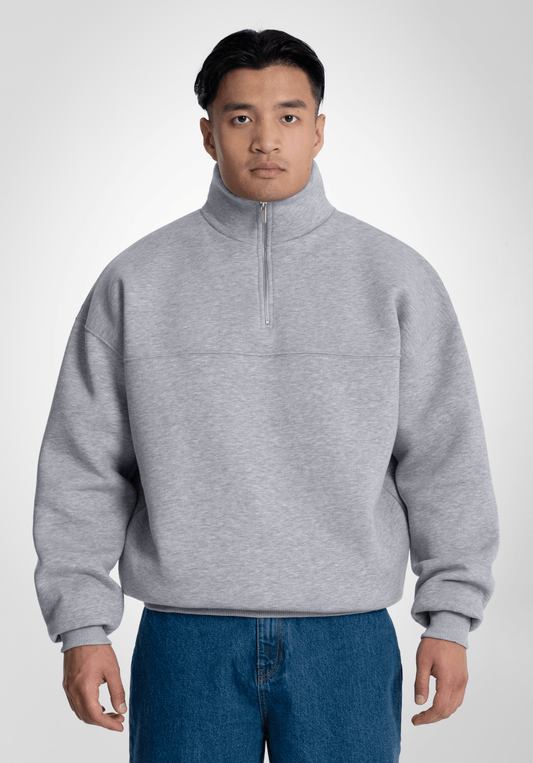Half Zip - Melange Grey (Grau) – Hoodies von Straight Outta Cotton