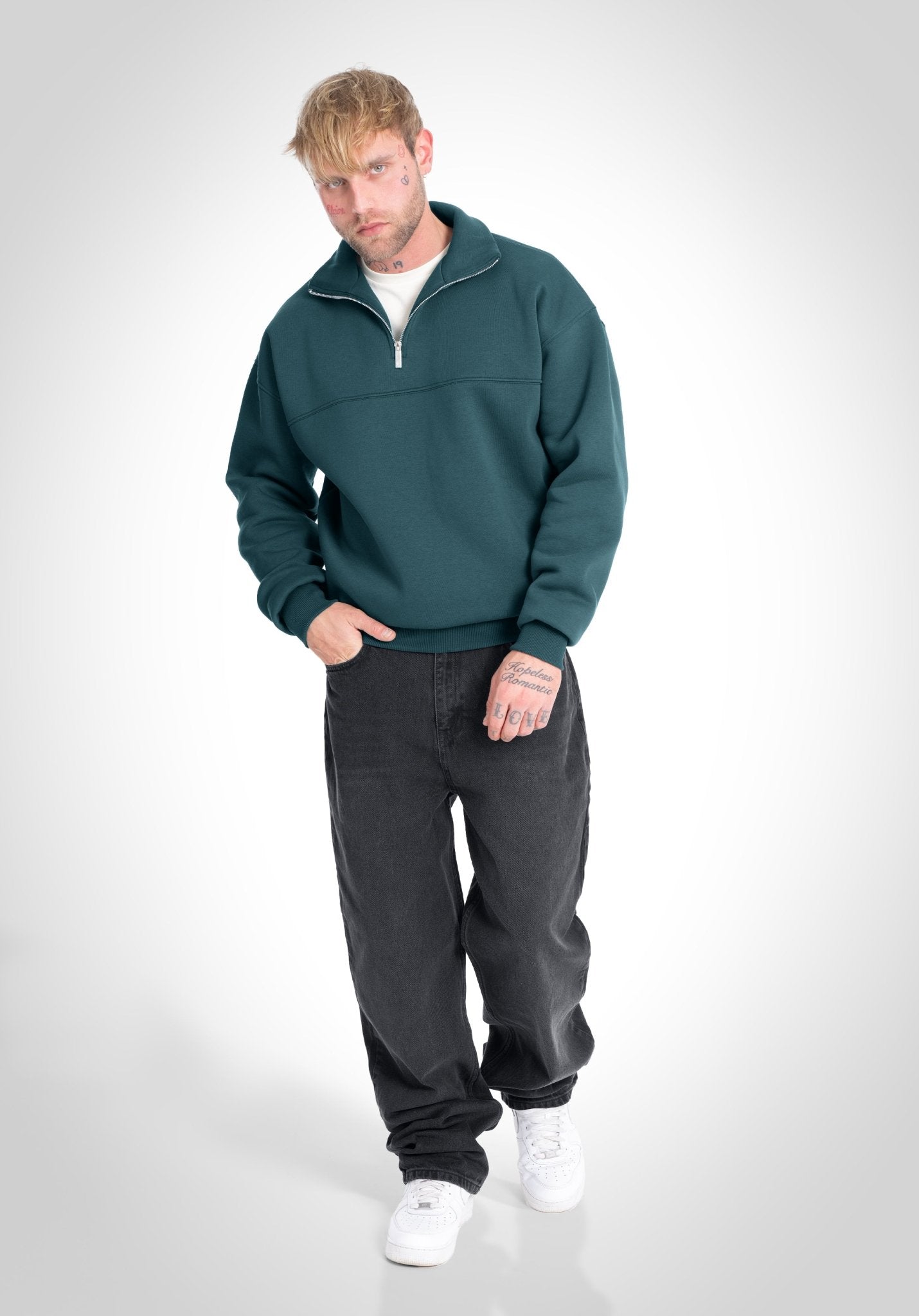 Half Zip - Pine Green (Grün) – Hoodies von Straight Outta Cotton