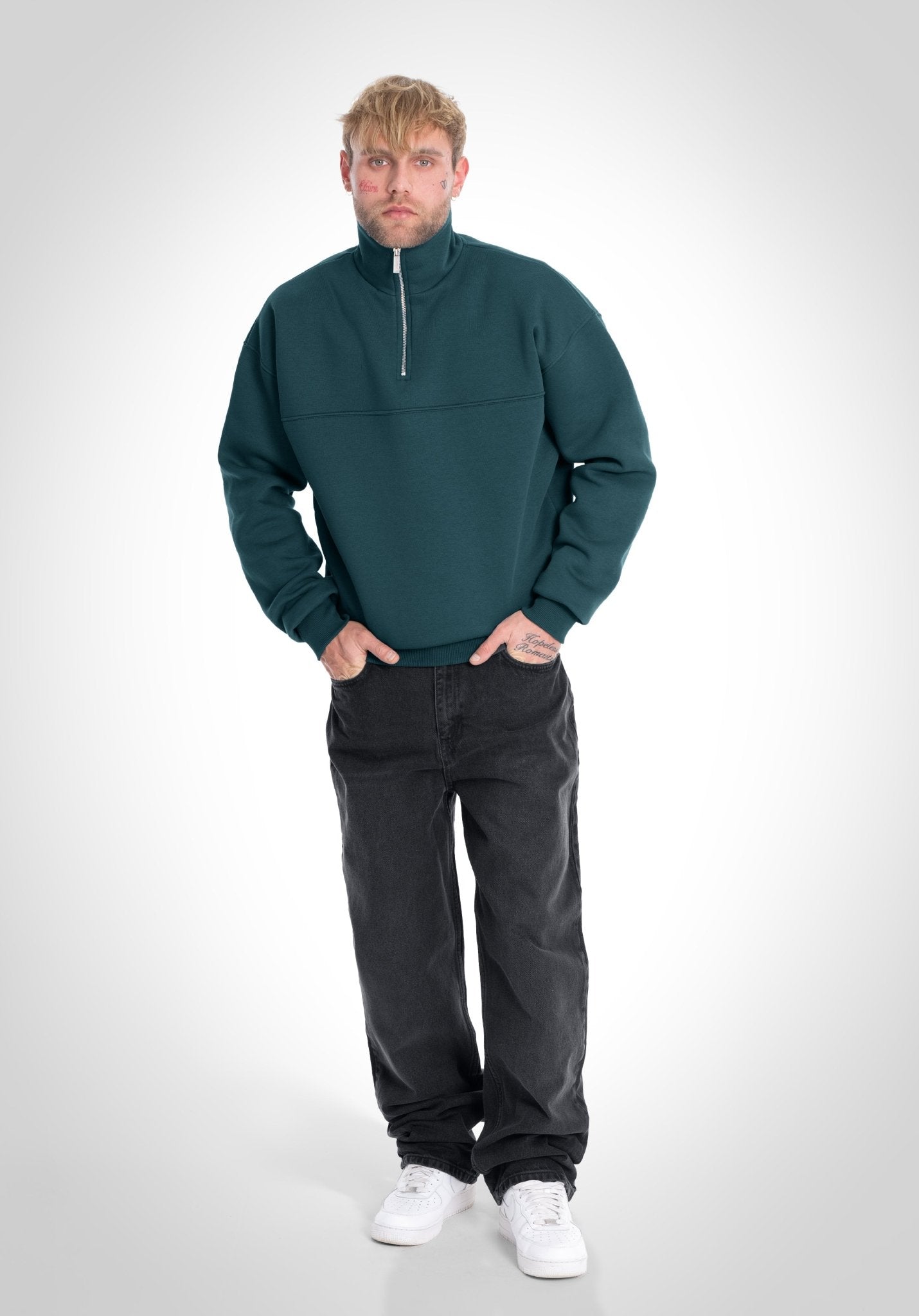 Half Zip - Pine Green (Grün) – Hoodies von Straight Outta Cotton