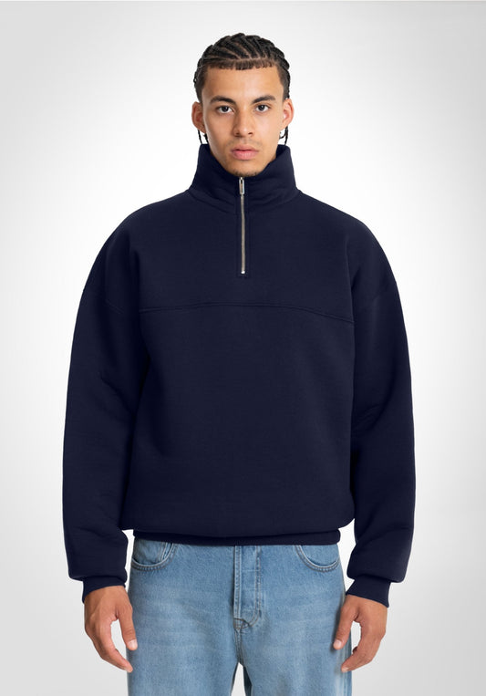 Half Zip - Slate Navy (Marineblau) – Hoodies von Straight Outta Cotton