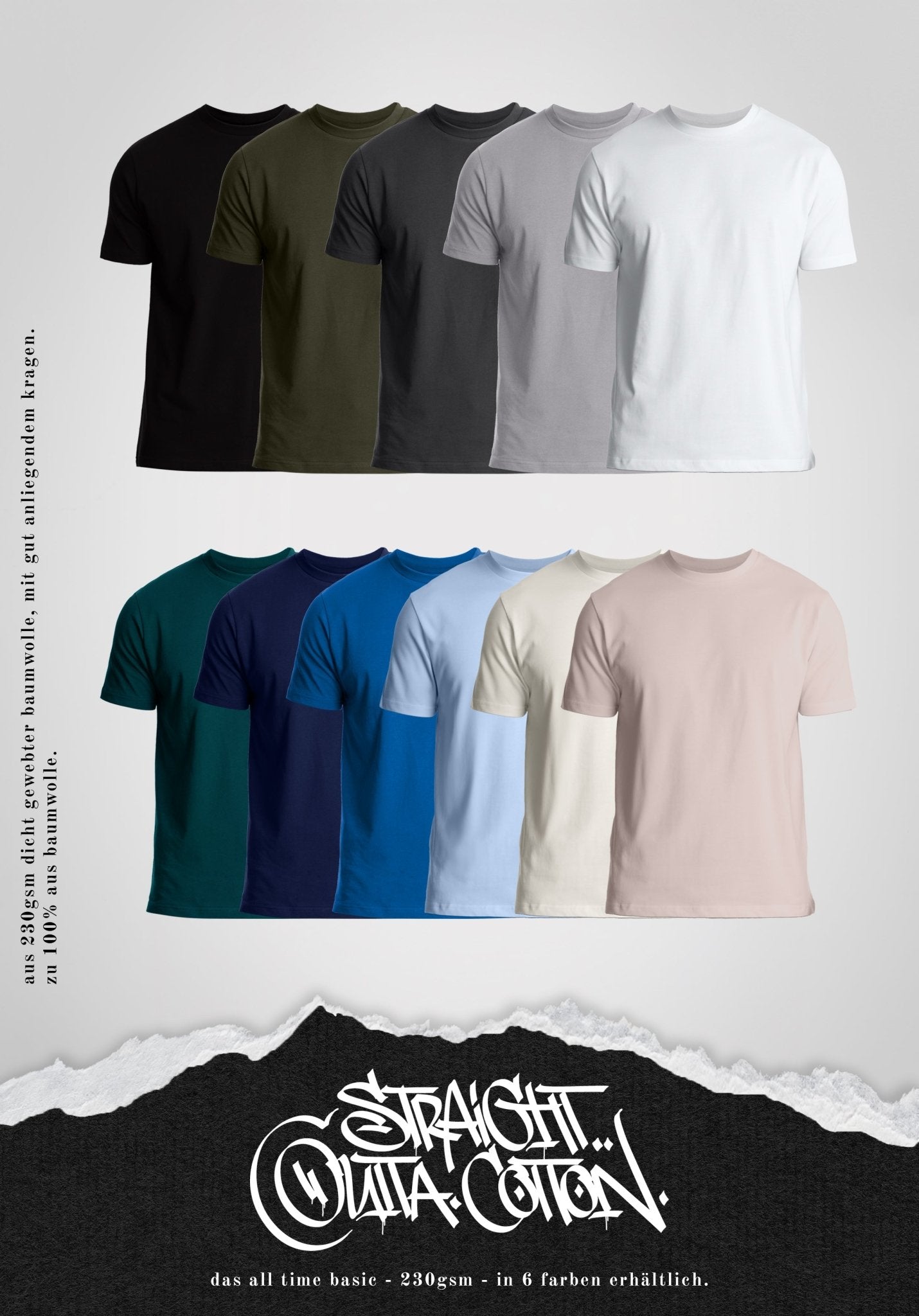 Heavy Regular Fit Tee - Black (Schwarz) – von Straight Outta Cotton