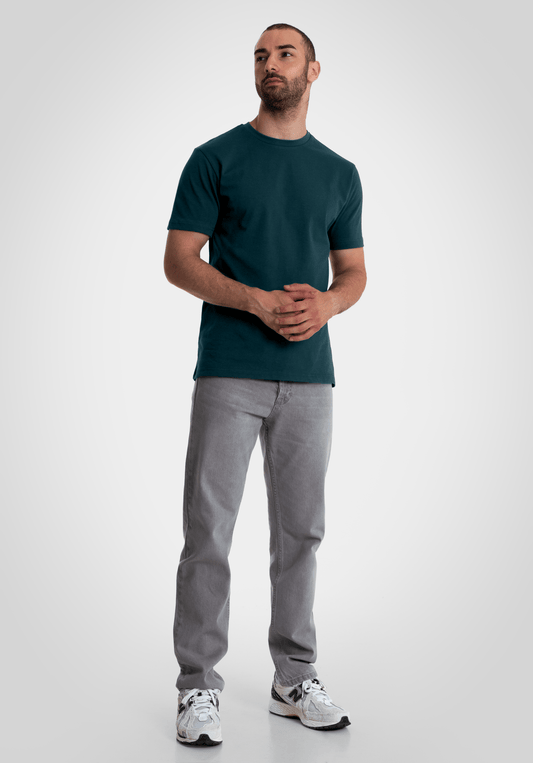 Heavy Regular Fit Tee - Dark Pine Green (Grün) – von Straight Outta Cotton